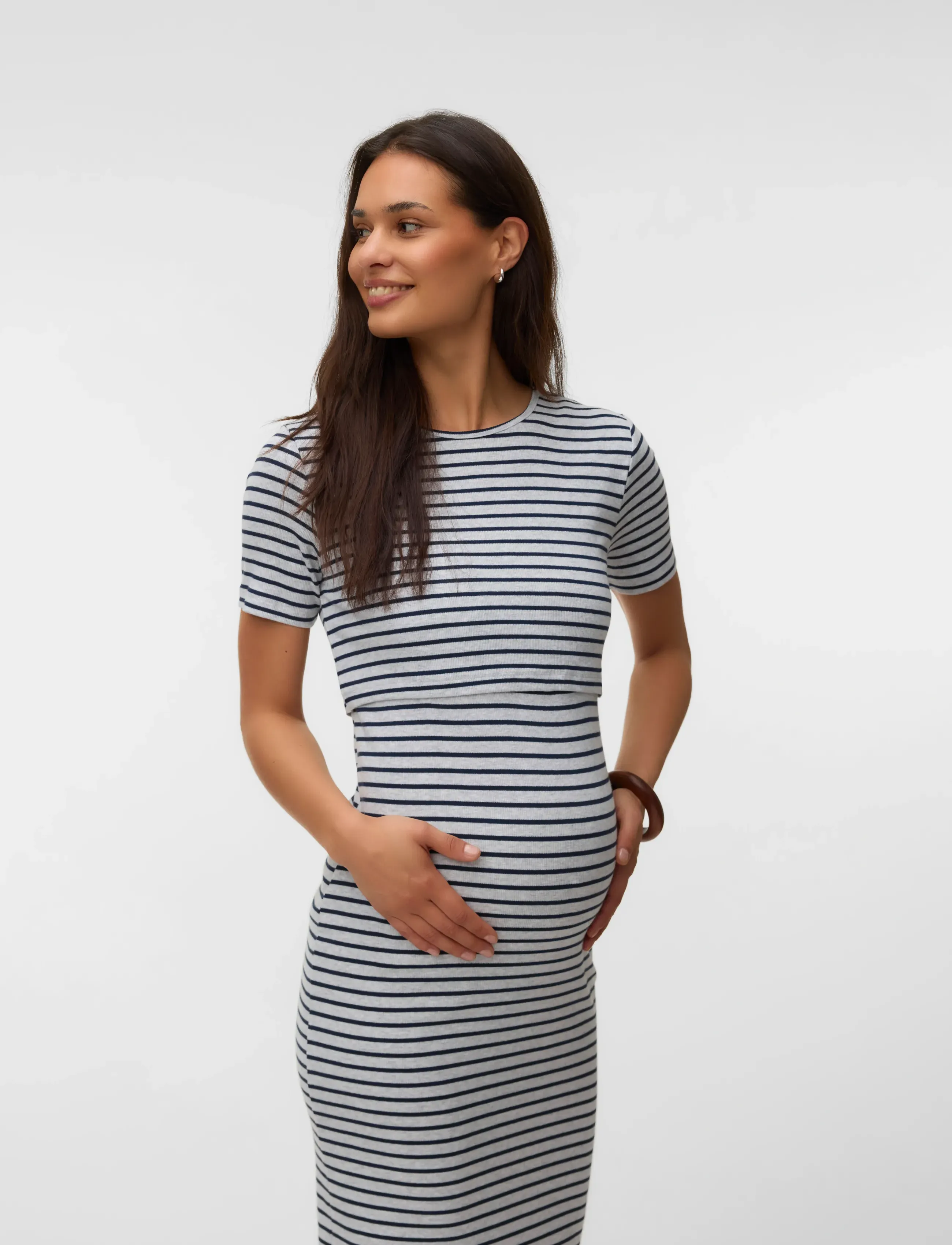 Mamalicious MLAWA YD JUNE SS JRS MIDI DRESS 2F - Midi kjoler - LIGHT GREY MELANGE / grey