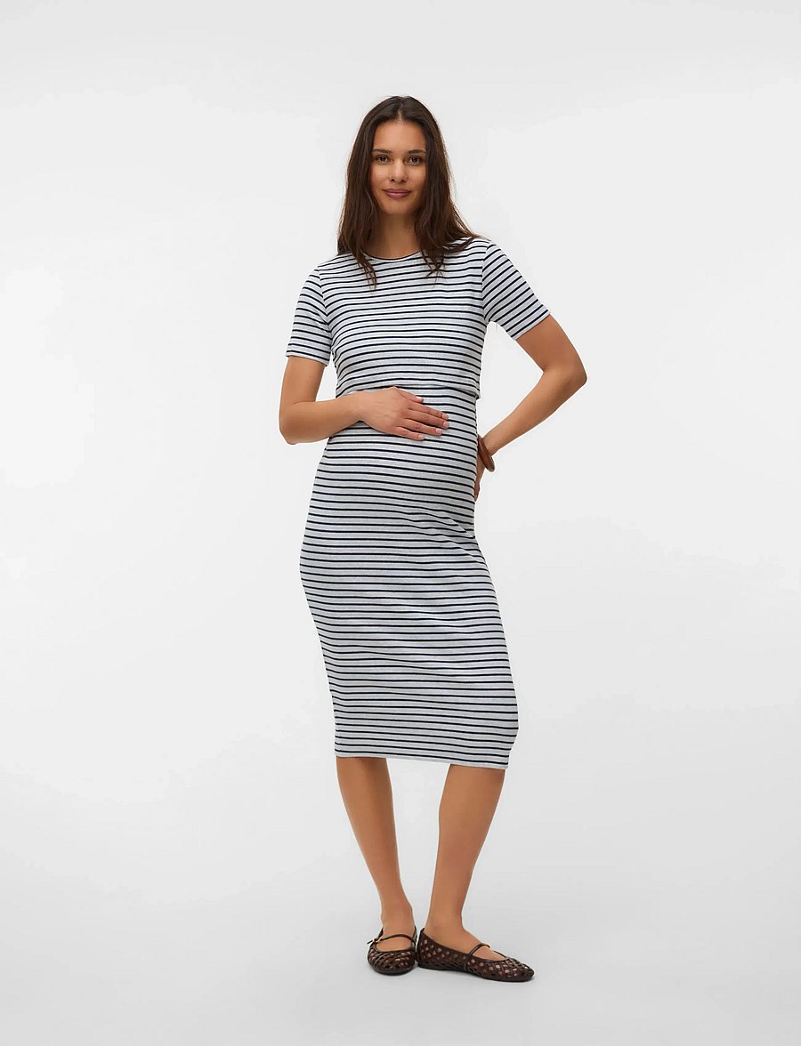 Mamalicious - MLAWA YD JUNE SS JRS MIDI DRESS 2F - t-shirt-kleider - light grey melange - 3