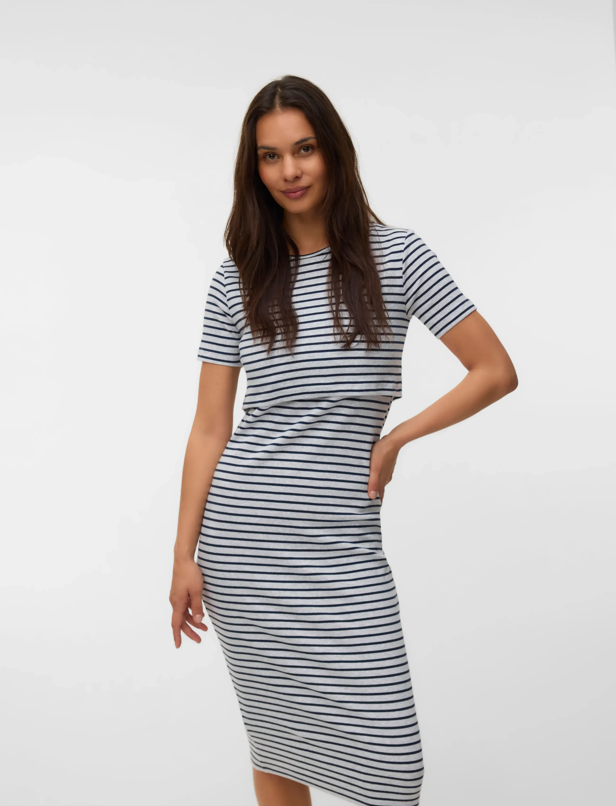 Mamalicious - MLAWA YD JUNE SS JRS MIDI DRESS 2F - t-shirt-kleider - light grey melange - 5