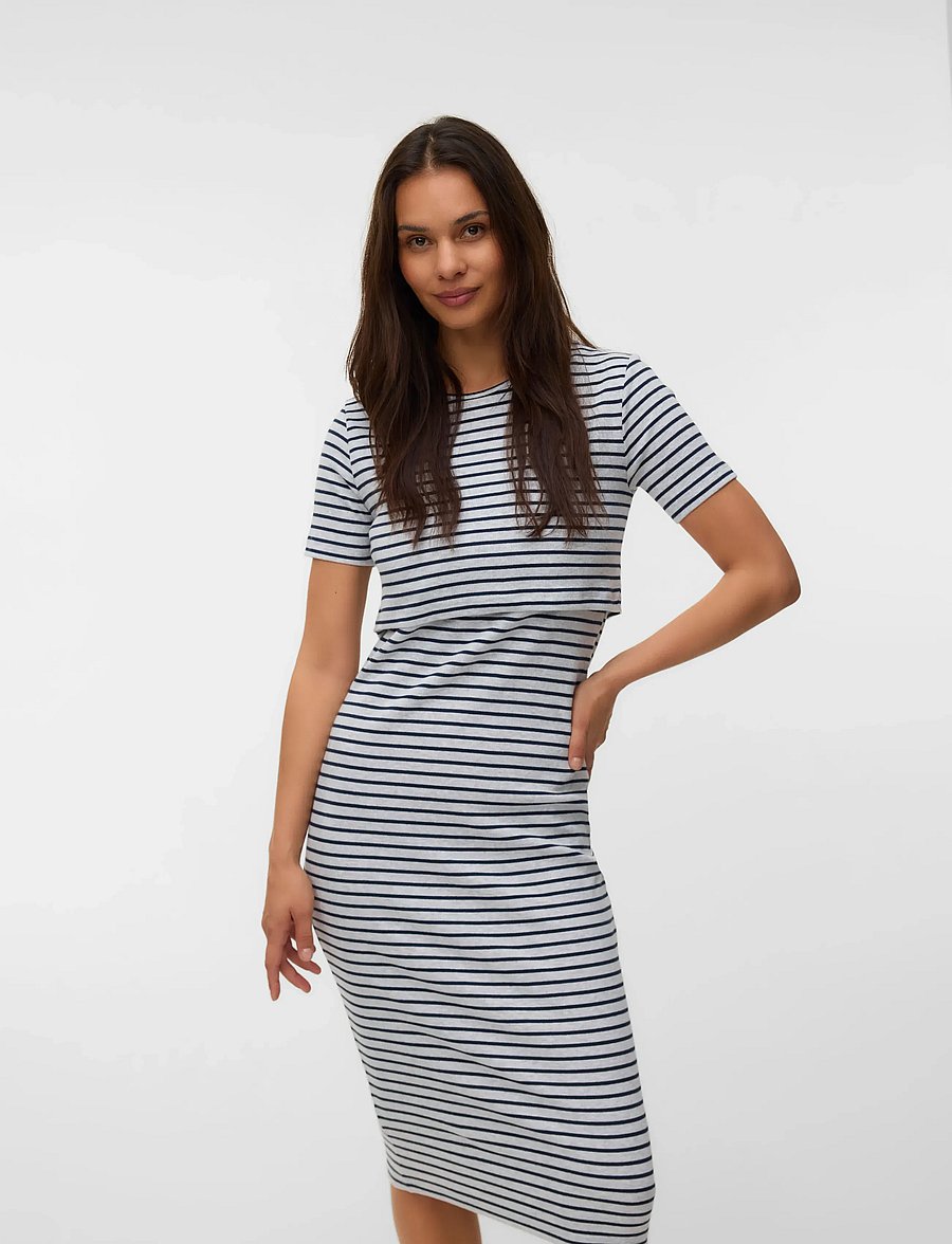 Mamalicious - MLAWA YD JUNE SS JRS MIDI DRESS 2F - t-shirt-kleider - light grey melange - 5