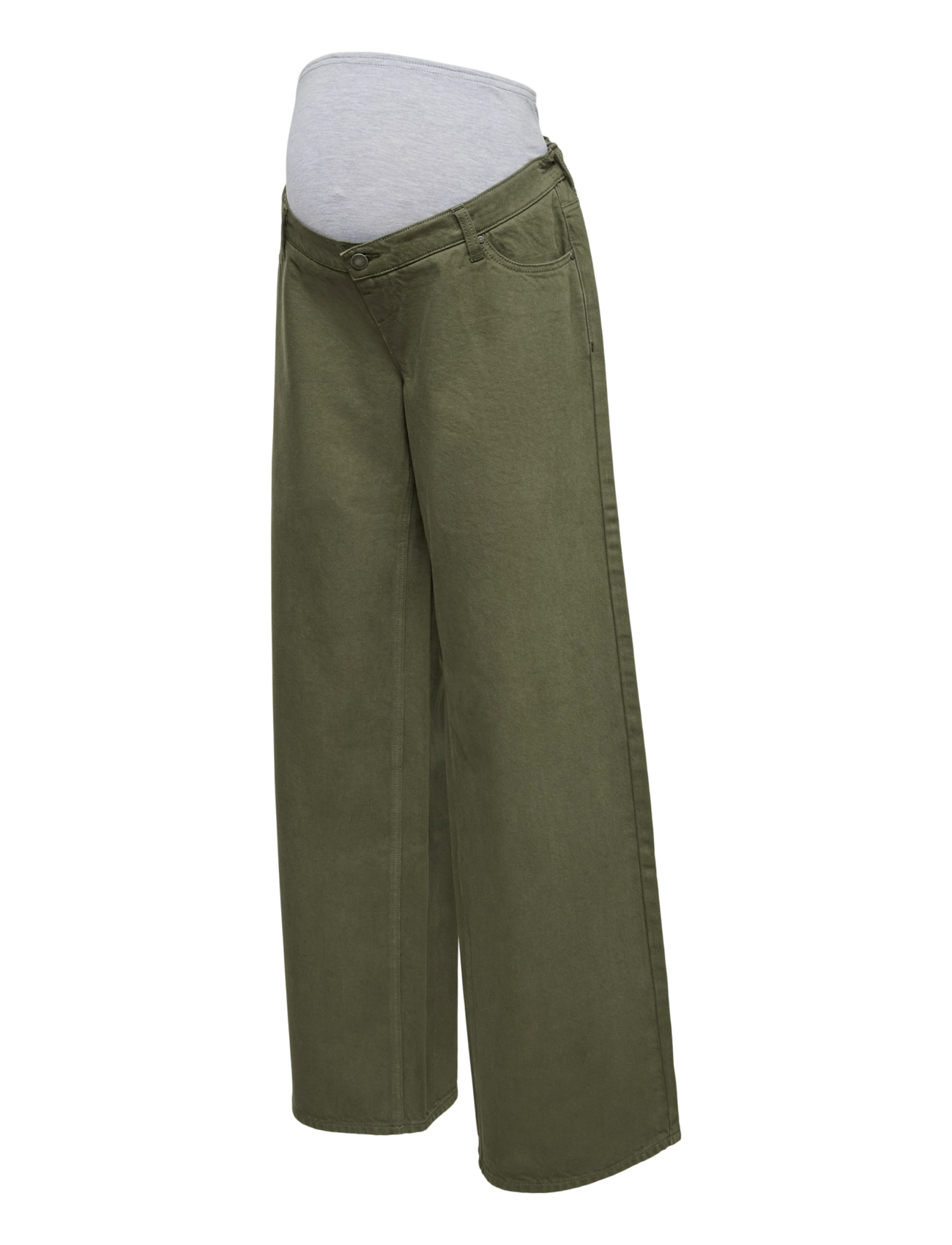 Mamalicious MLMALAGA WIDE LEG GREEN JEANS - Buxur - THYME / khaki/green