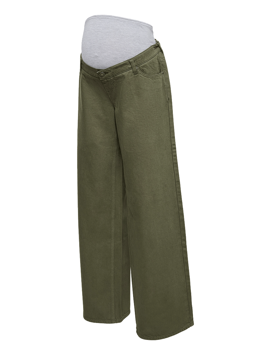 Mamalicious - MLMALAGA WIDE LEG GREEN JEANS - hosen - thyme - 0