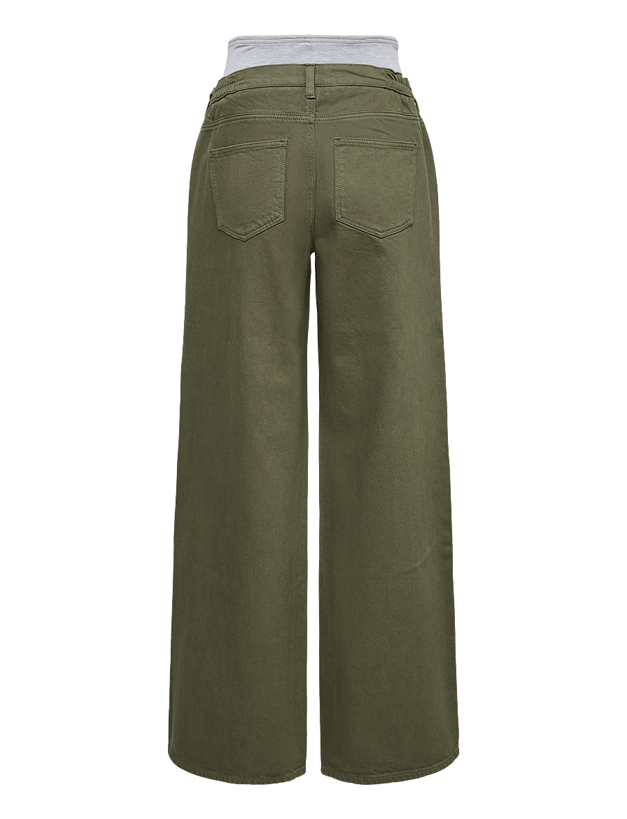 Mamalicious - MLMALAGA WIDE LEG GREEN JEANS - hosen - thyme - 1
