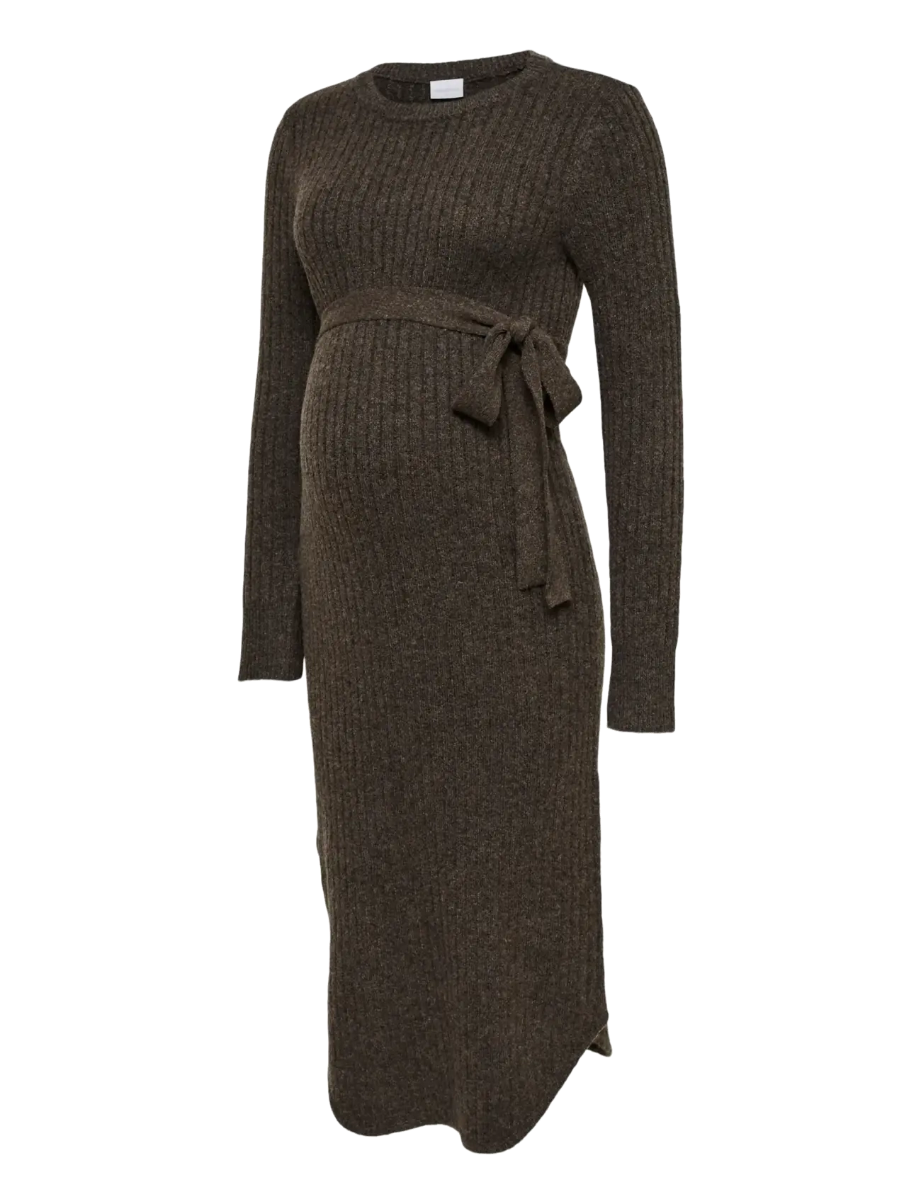 Mamalicious - MLELIN L/S KNIT MIDI DRESS - hot fudge - 1