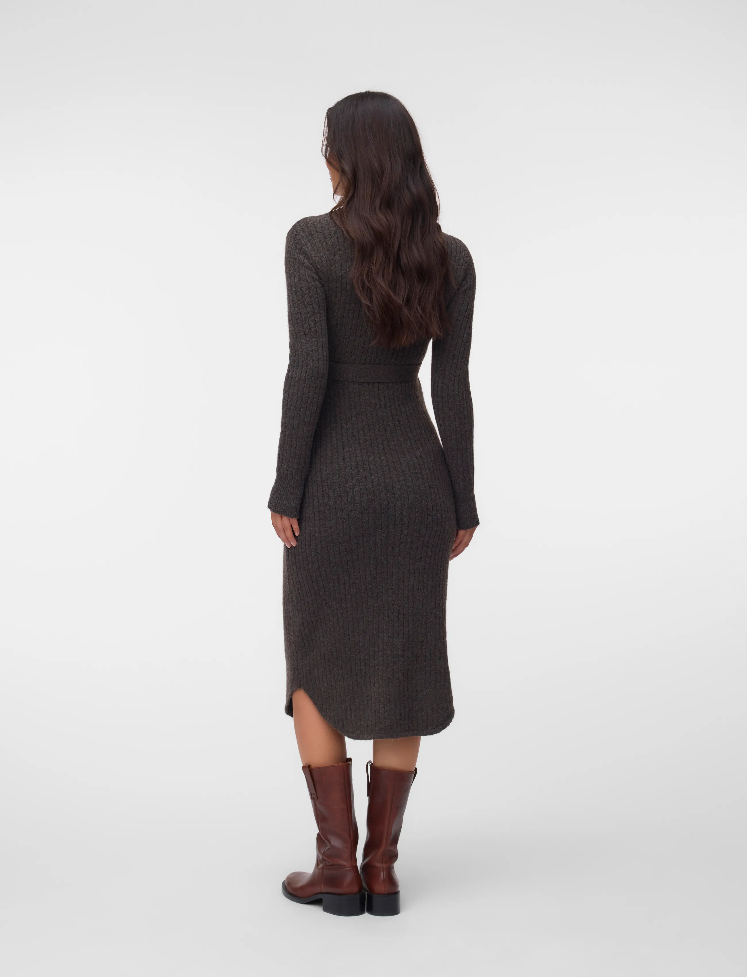 Mamalicious - MLELIN L/S KNIT MIDI DRESS - hot fudge - 2
