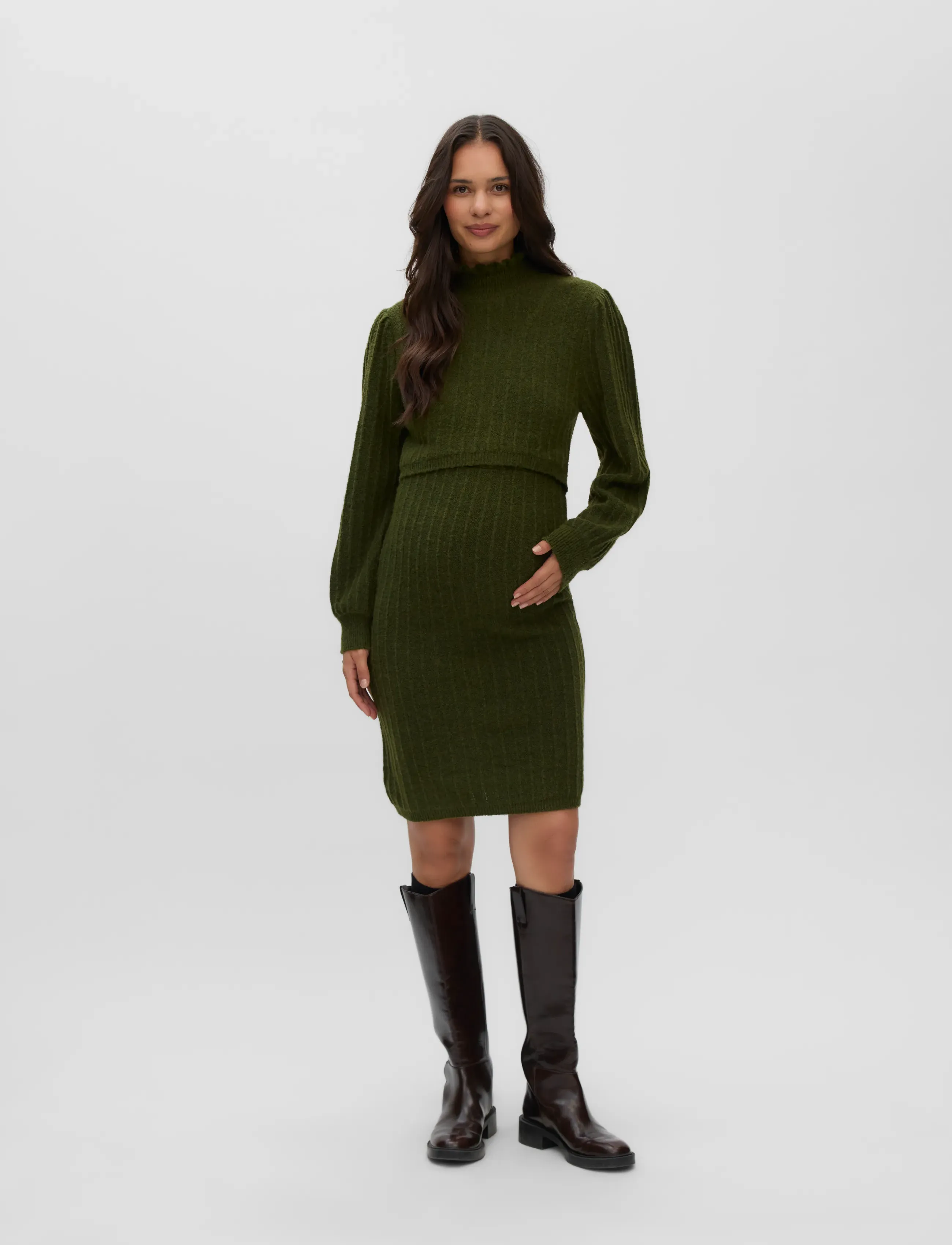 Mamalicious - MLALLISON JUNE L/S KNIT ABK DRESS 2F - strickkleider - rifle green - 3