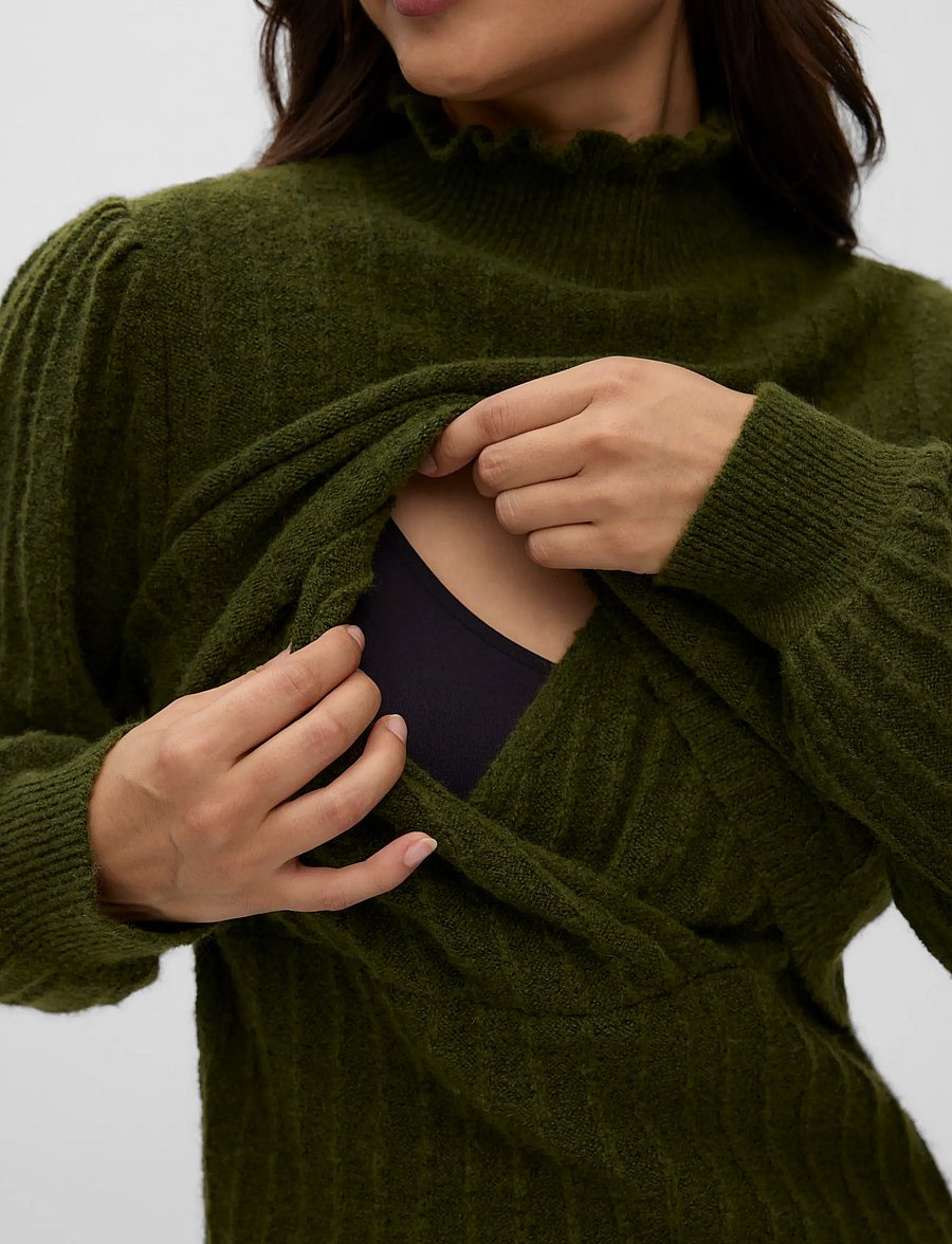 Mamalicious - MLALLISON JUNE L/S KNIT ABK DRESS 2F - strickkleider - rifle green - 4
