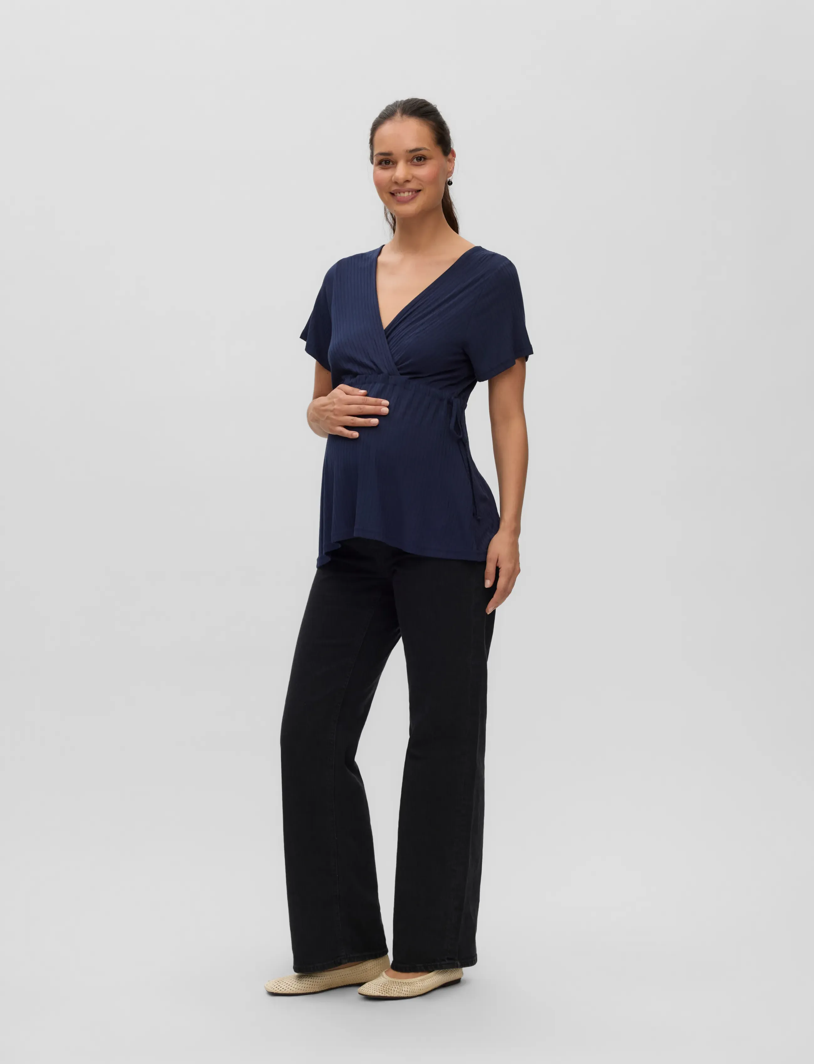 Mamalicious MLTRINITY TESS SS JRS TOP 2F - Blouses - NAVY BLAZER / navy