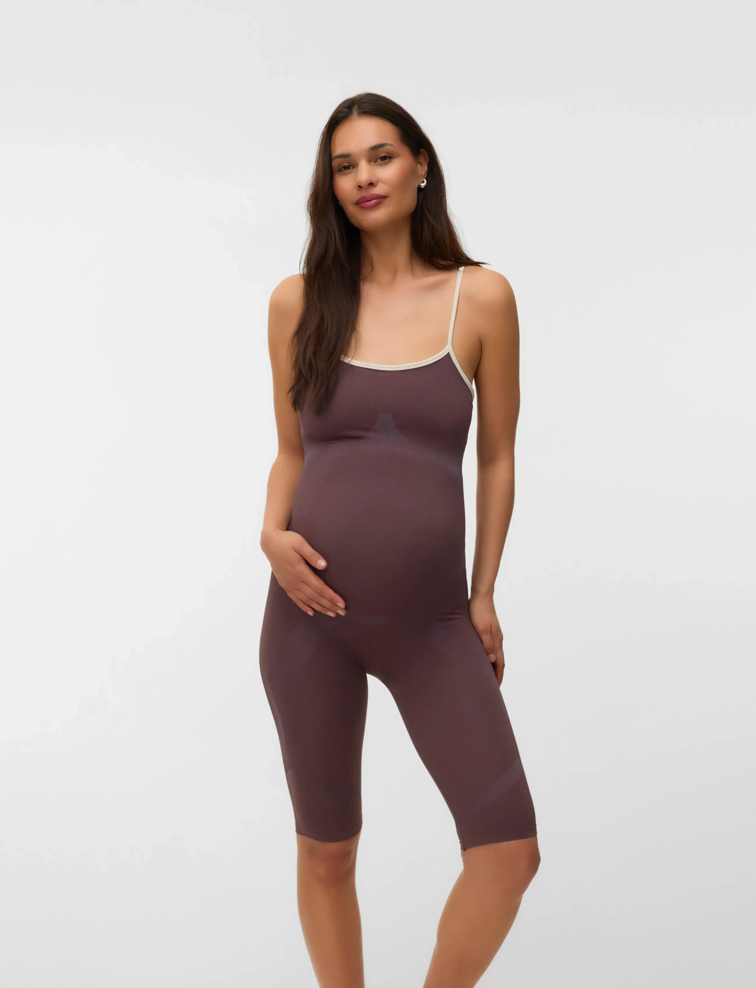Mamalicious Mlpaulette Color Strap Playsuit, Kvinder, Graviditets Shapewear Playsuit, Brun, Str: S/M