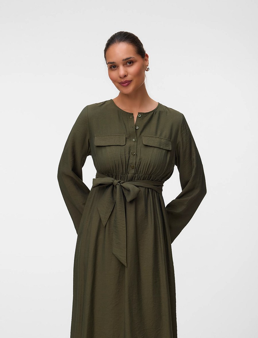 Mamalicious - MLREGITZA LIA LS WO MIDI DRESS 2F - hemdkleider - thyme - 4