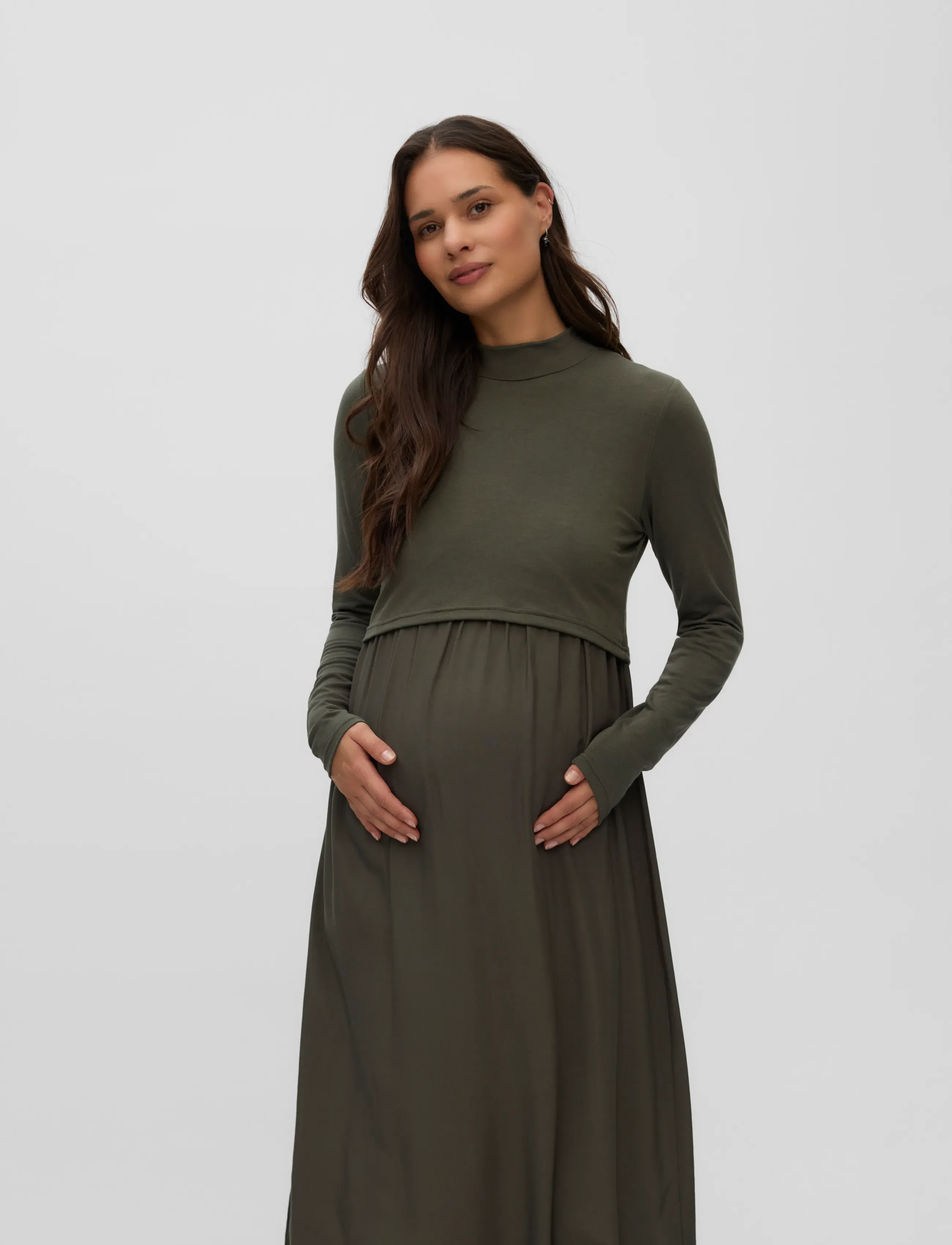 Mamalicious MLCATHY JUNE LS MIX MIDI DRESS 2F - Kleidid - RIFLE GREEN / khaki/green