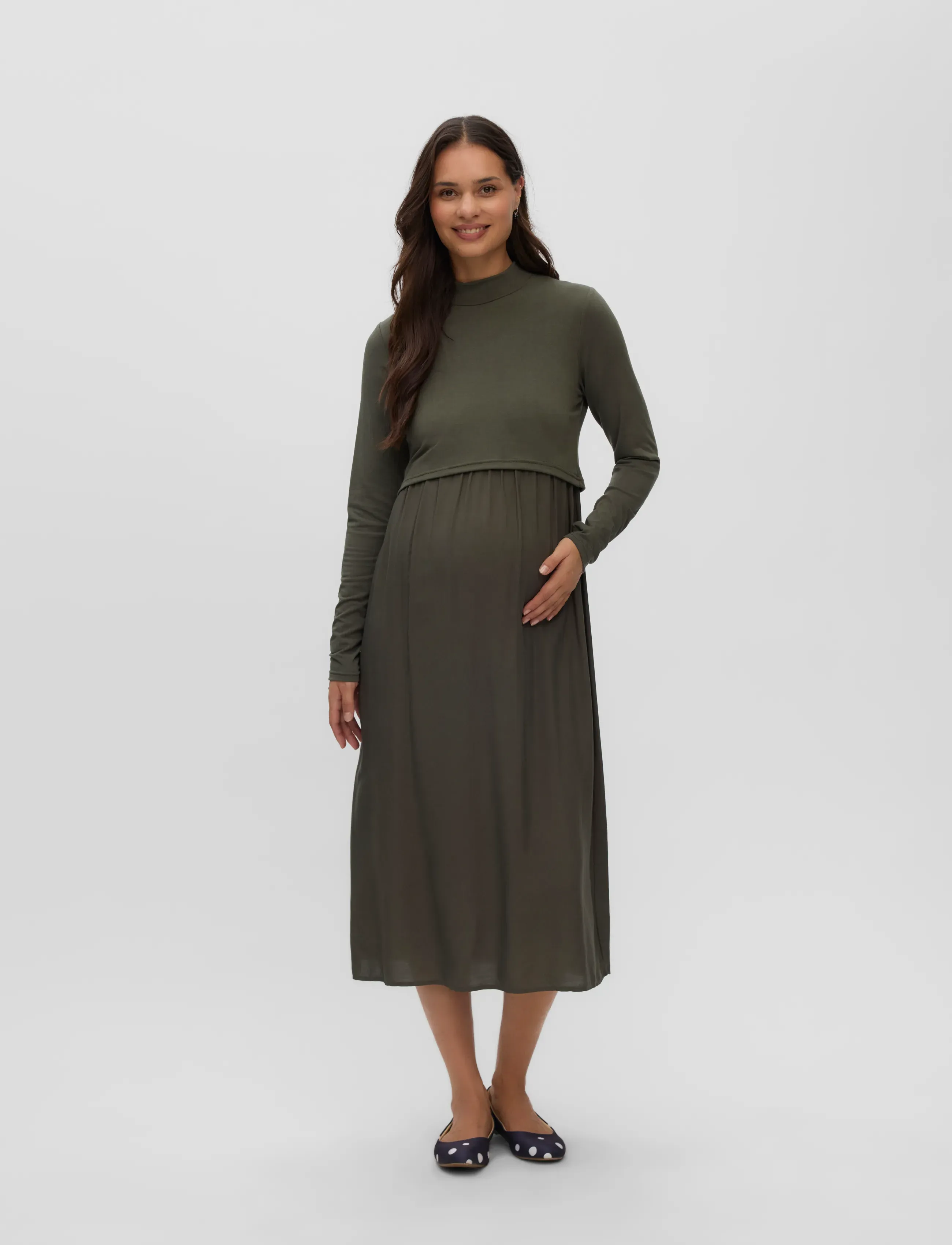 Mamalicious - MLCATHY JUNE LS MIX MIDI DRESS 2F - midikleidid - rifle green - 3