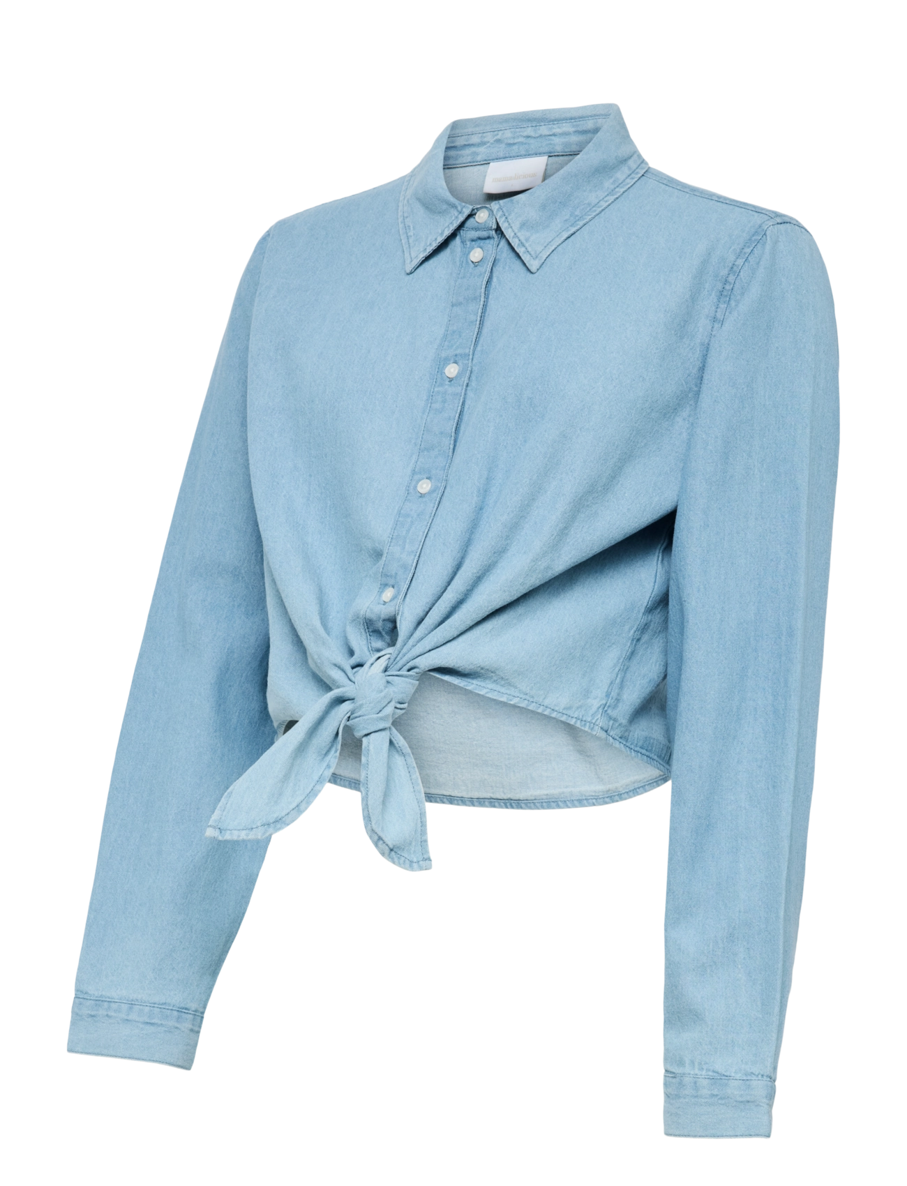 Mamalicious - MLNIRA LIA LS WO CROP TOP 2F - light blue denim - 1