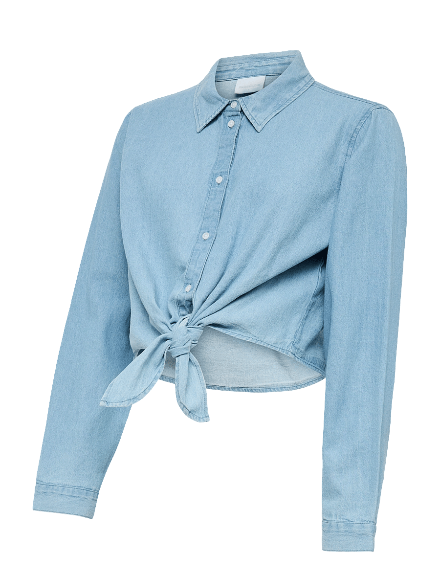 Mamalicious - MLNIRA LIA LS WO CROP TOP 2F - light blue denim - 1
