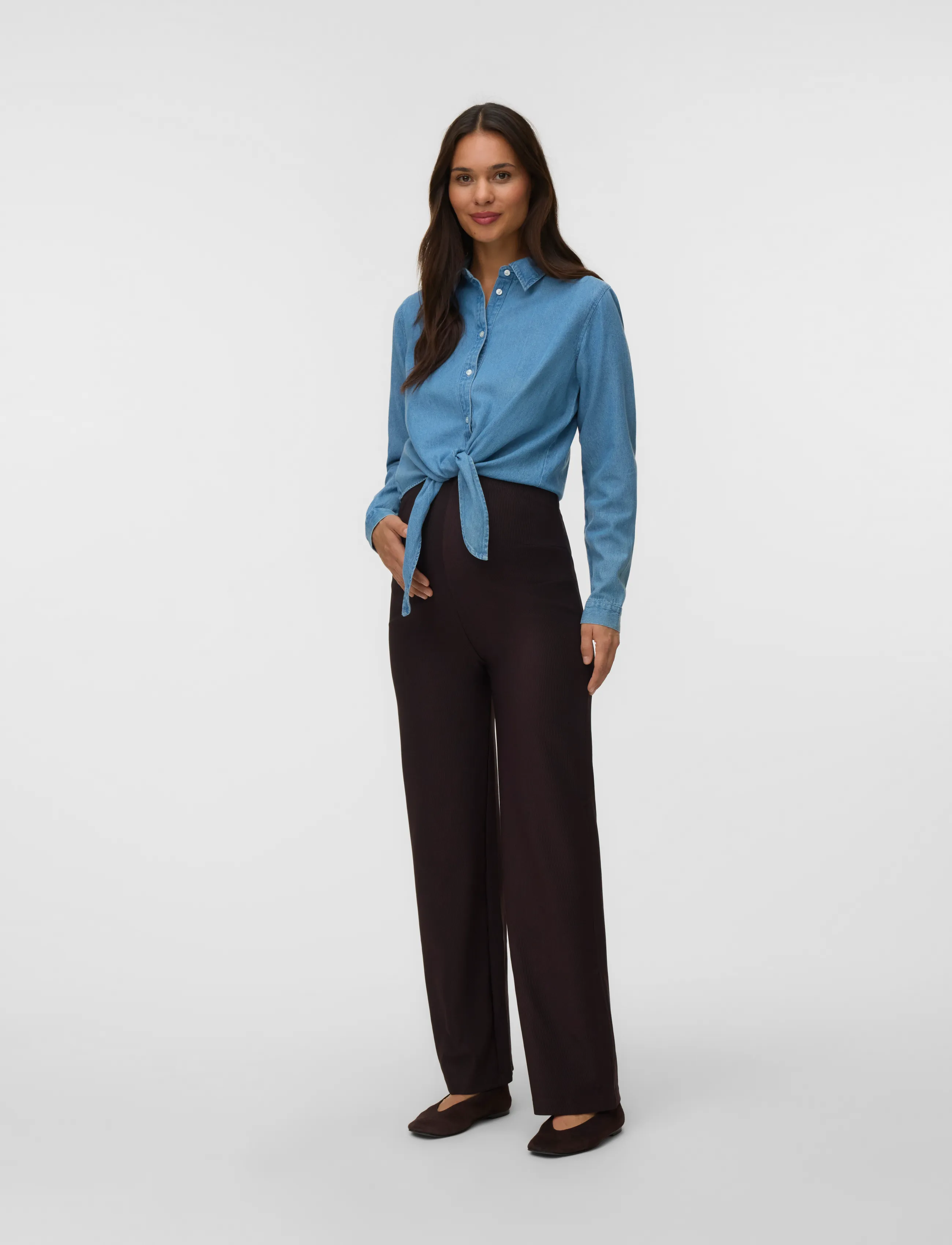 Mamalicious - MLNIRA LIA LS WO CROP TOP 2F - light blue denim - 4