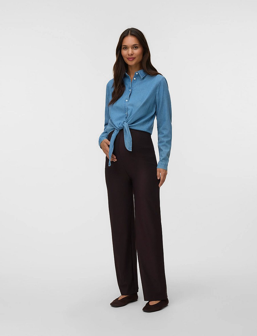 Mamalicious - MLNIRA LIA LS WO CROP TOP 2F - light blue denim - 4