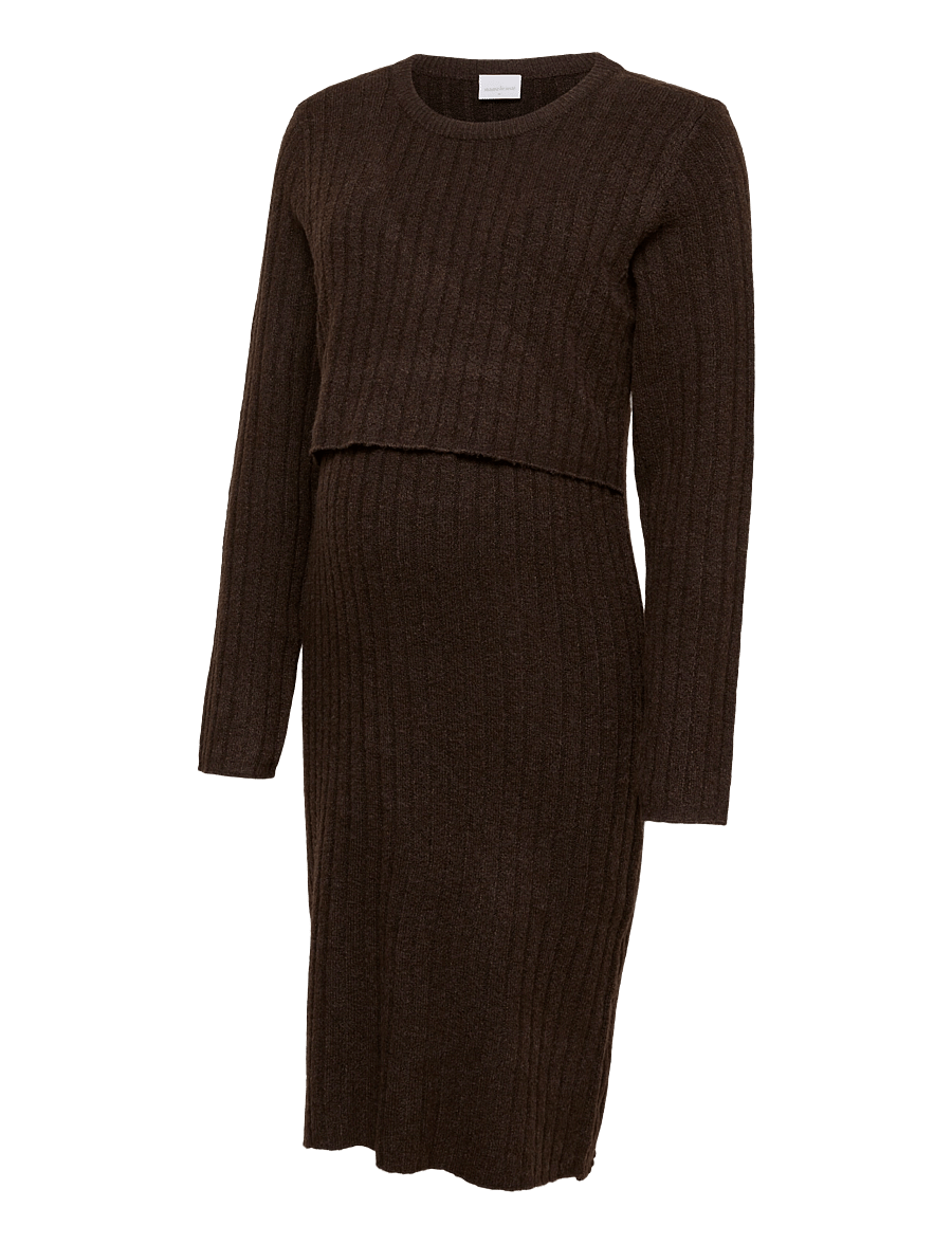 Mamalicious - MLSUNIVA JUNE O NECK ABK KNIT DRESS 2F - hot fudge - 1