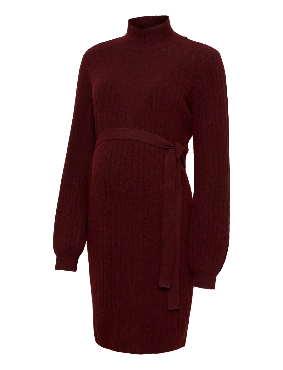 Mamalicious - MLCARROLL LS KNIT ABK DRESS - burnt henna - 1