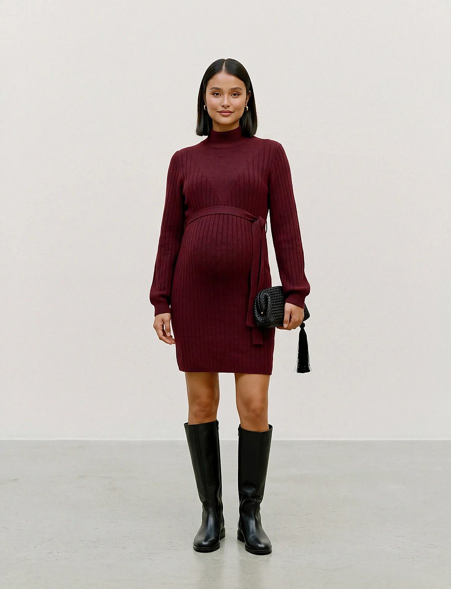 Mamalicious - MLCARROLL LS KNIT ABK DRESS - burnt henna - 0