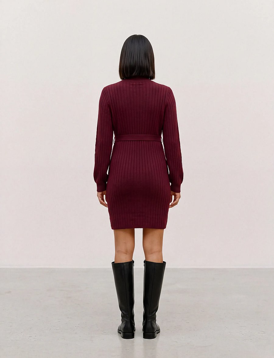 Mamalicious - MLCARROLL LS KNIT ABK DRESS - burnt henna - 2