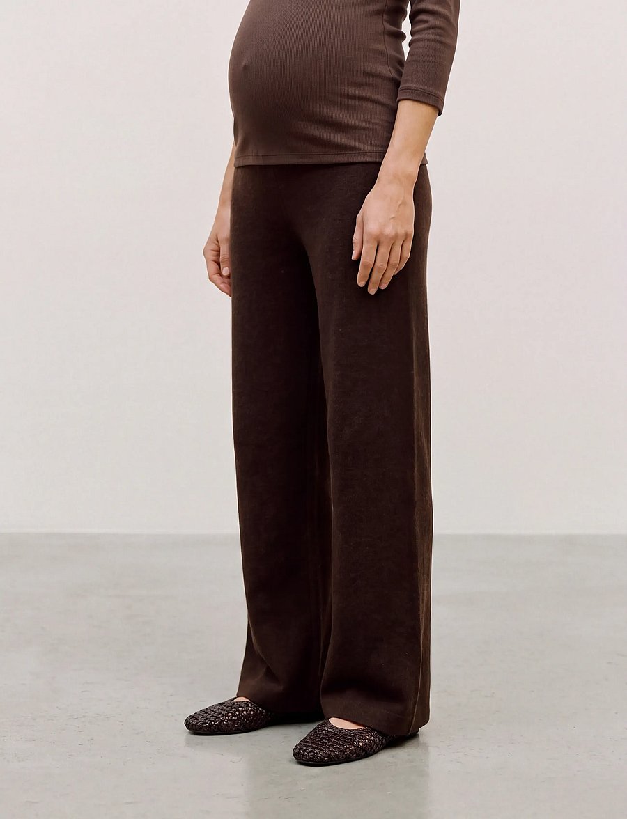 Mamalicious - MLSHILA WIDE KNIT PANT HW - hot fudge - 4