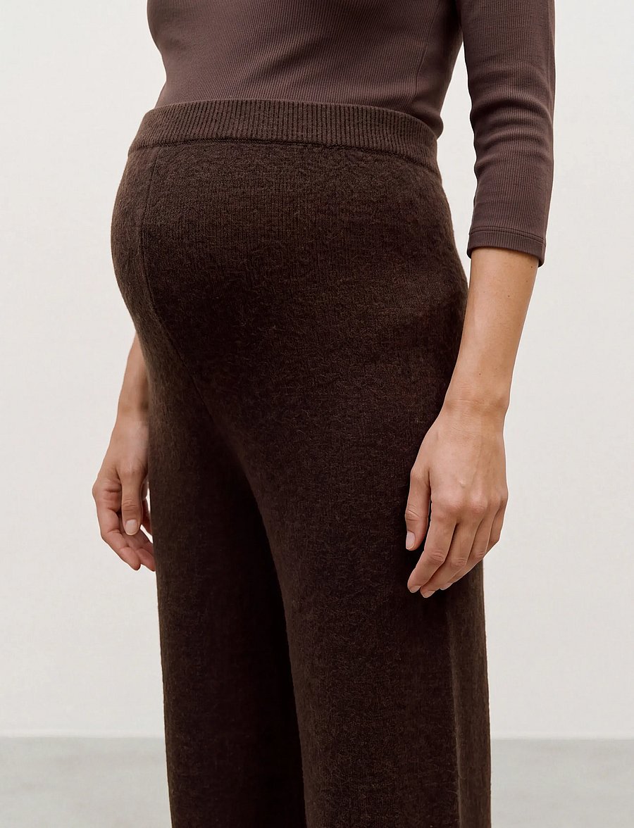 Mamalicious - MLSHILA WIDE KNIT PANT HW - hot fudge - 5