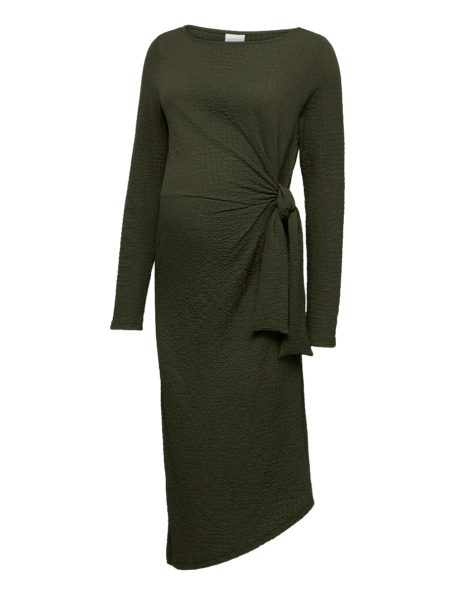 Mamalicious - MLSIGGA LS JRS KNOT MIDAXI DRESS - midikleider - forest night - 0