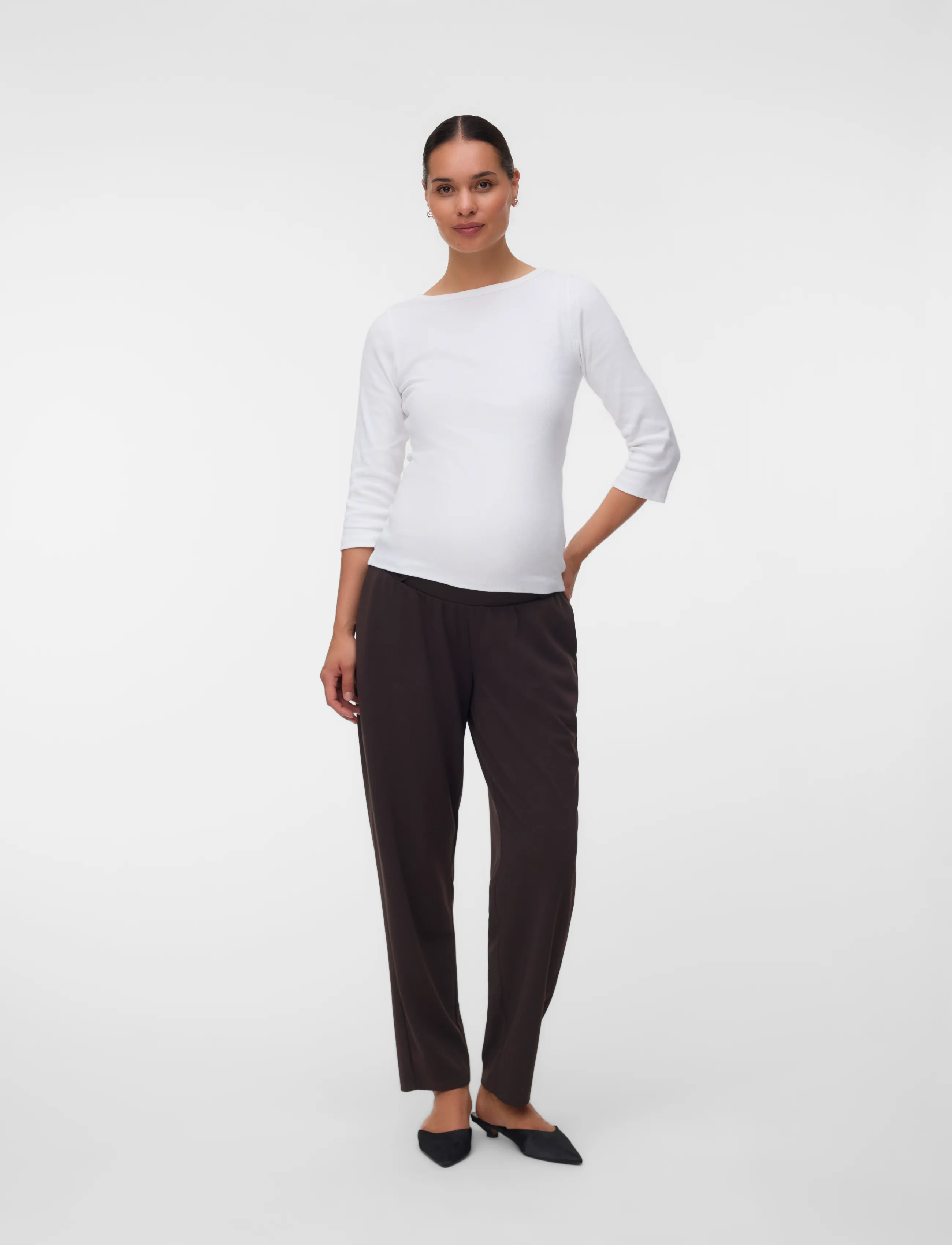 Mamalicious - MLSIMMI STRAIGHT JRS PANTS - nederdelar - chocolate torte - 3