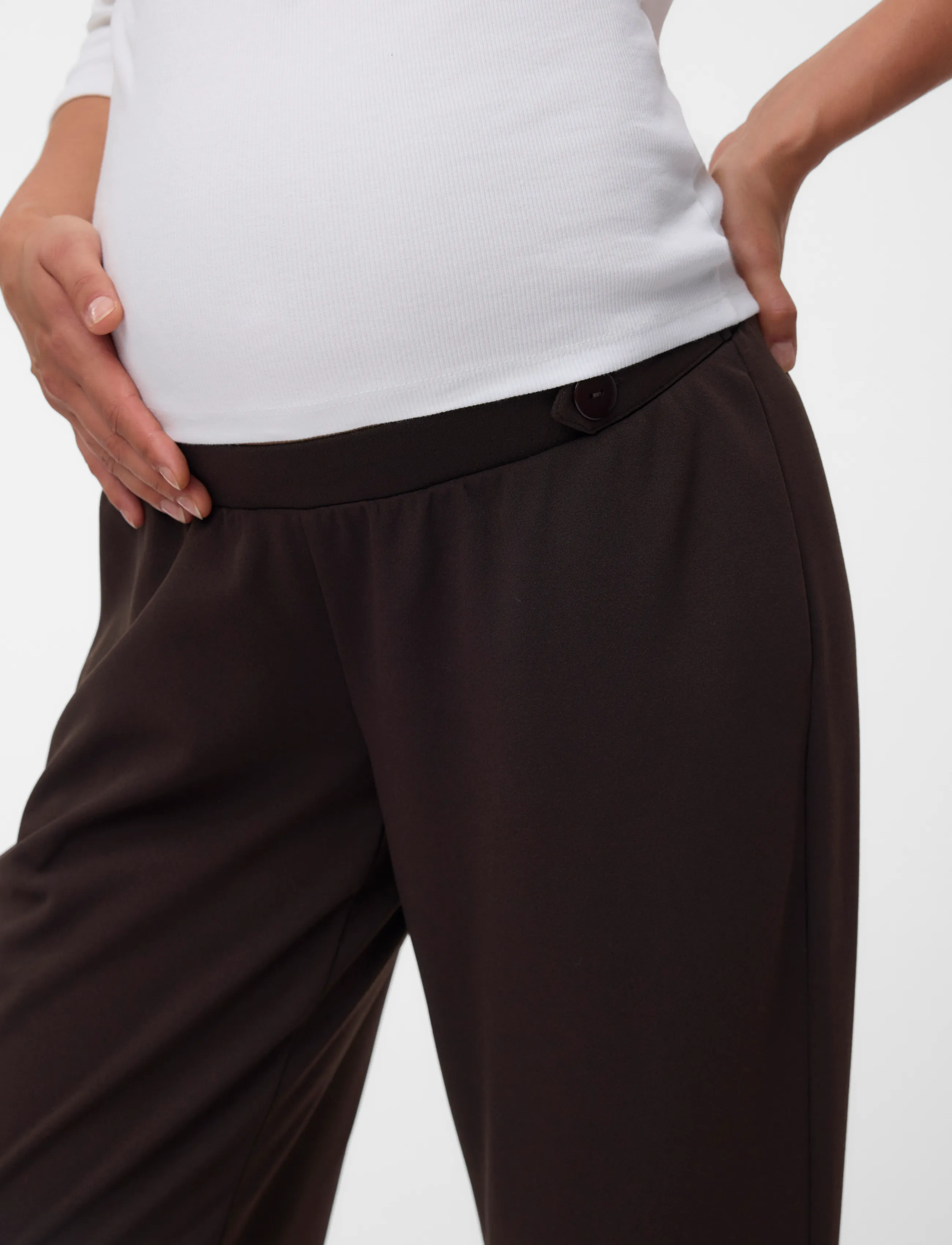 Mamalicious - MLSIMMI STRAIGHT JRS PANTS - nederdelar - chocolate torte - 4