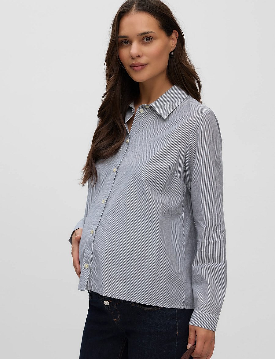 Mamalicious - MLINA LIA LS WO SHIRT 2F - langärmlige hemden - navy blazer - 0
