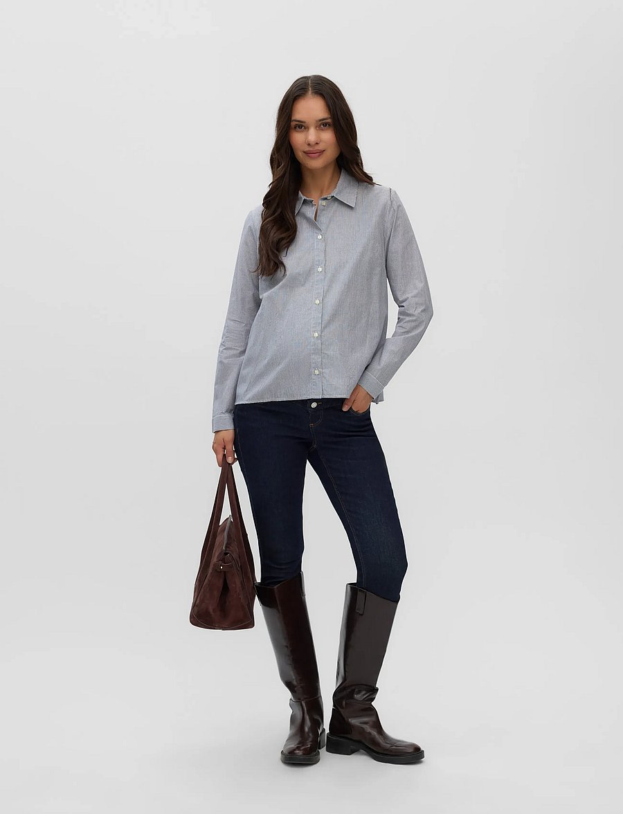 Mamalicious - MLINA LIA LS WO SHIRT 2F - langärmlige hemden - navy blazer - 3