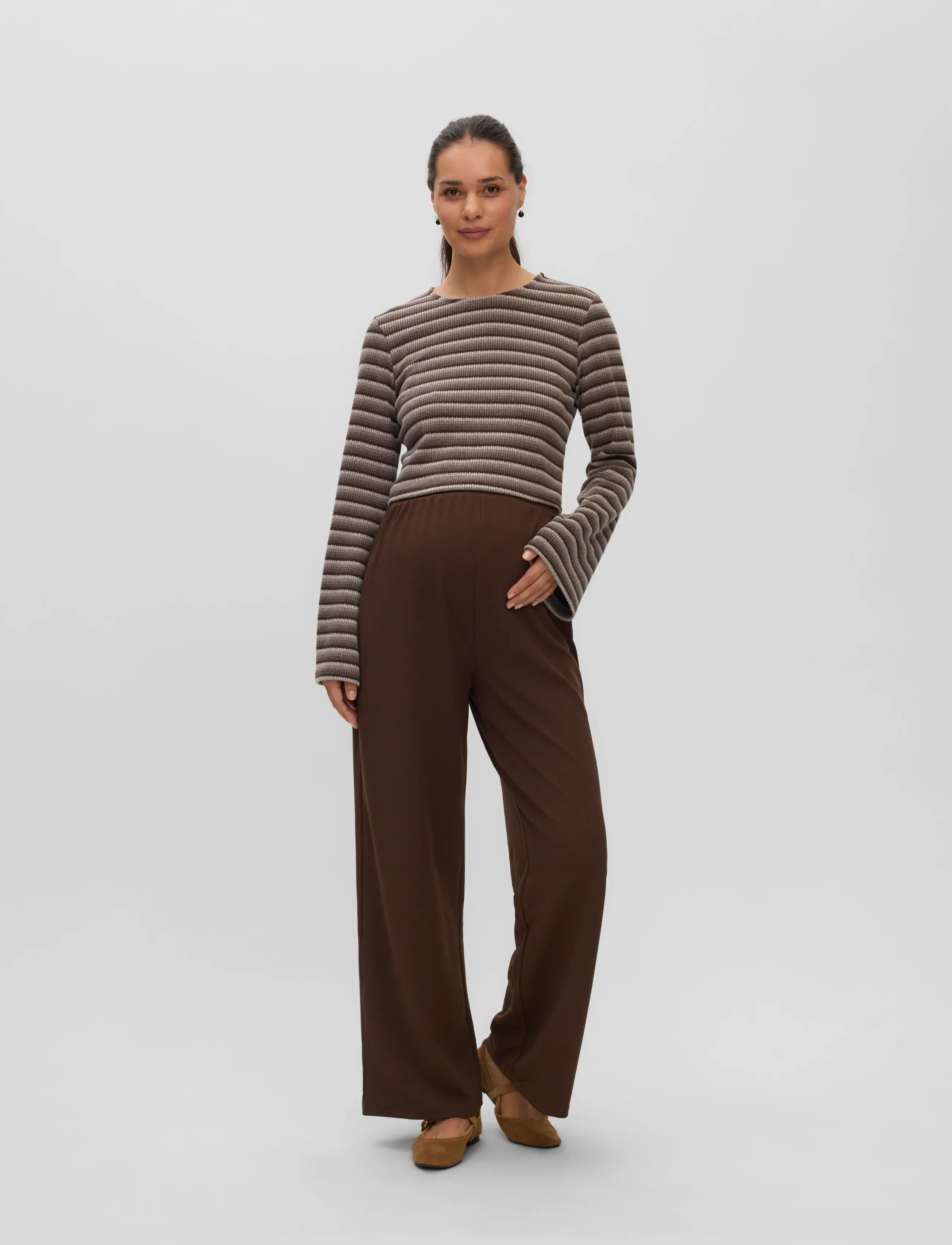 Mamalicious - MLIMAN LS JRS CROP TOP - oberteile - cocoa brown - 0