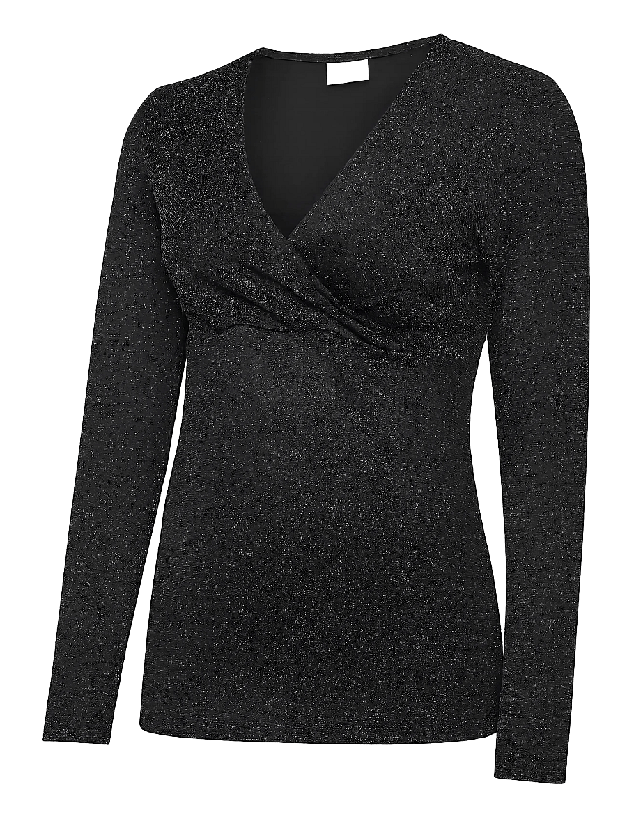 Mamalicious - MLMINDY GLITTER TESS LS JRS TOP 2F - oberteile - black - 0