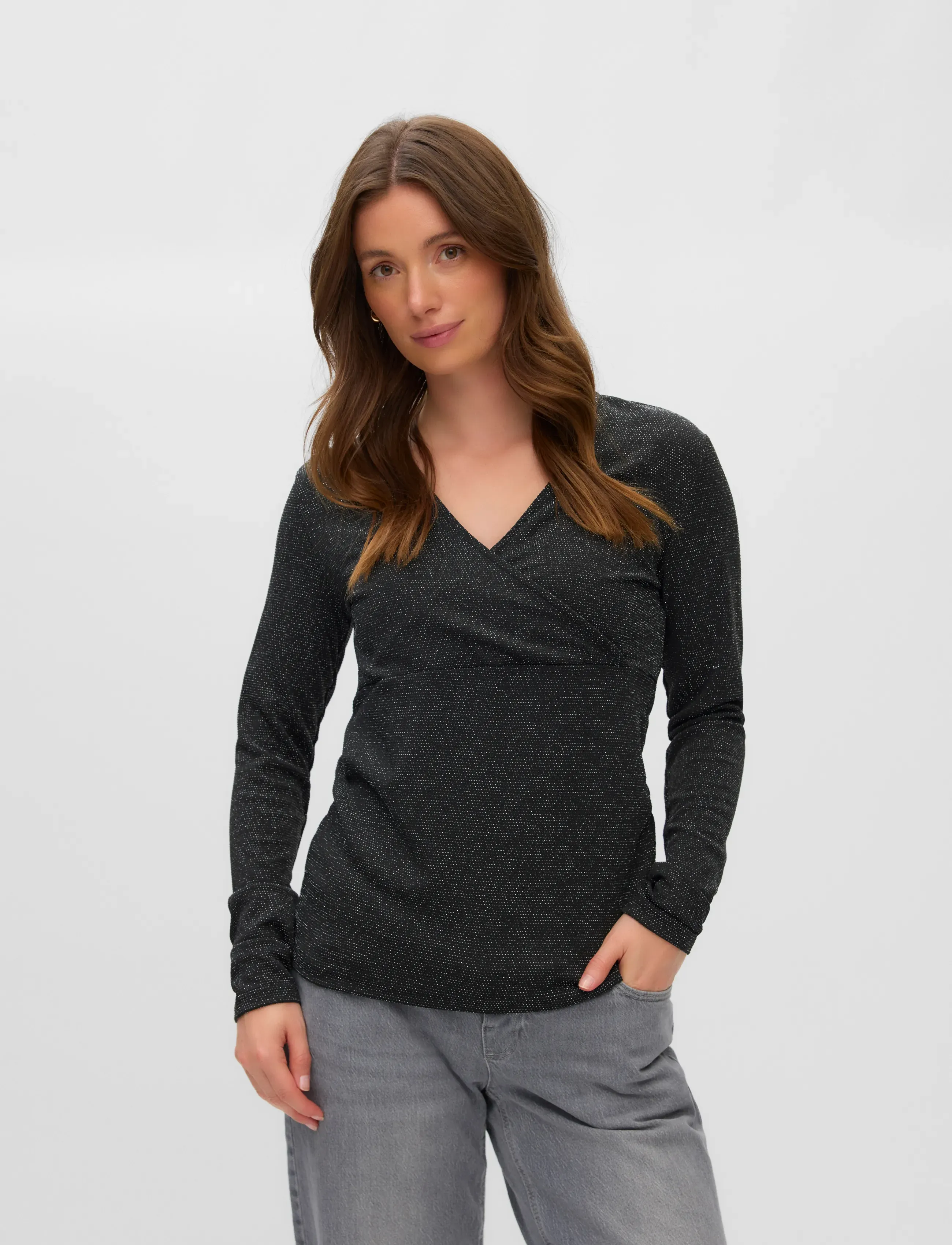 Mamalicious - MLMINDY GLITTER TESS LS JRS TOP 2F - autumn clothing - black - 5