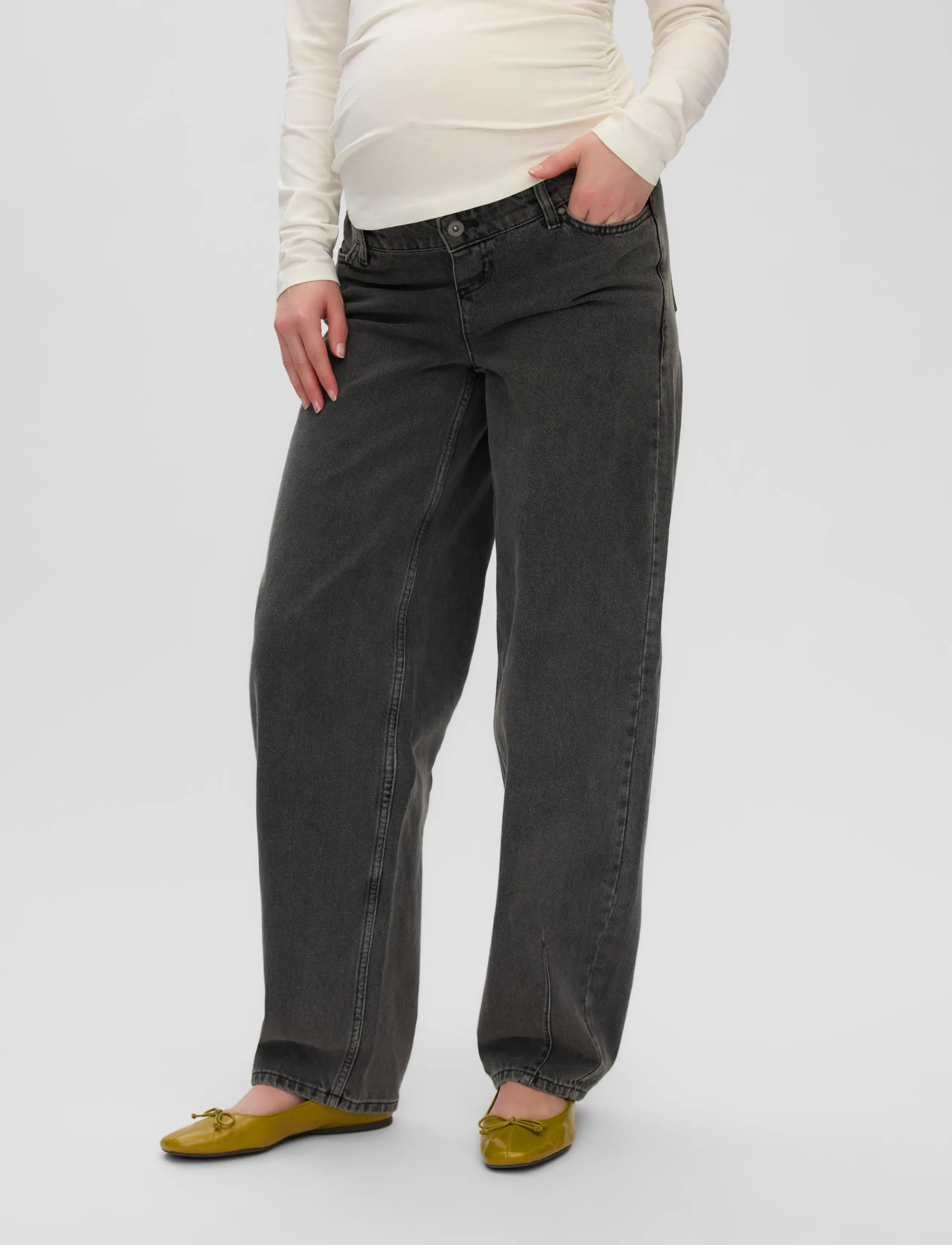 Mamalicious MLIDAHO GREY BARREL JEANS - Riided - GREY DENIM / grey