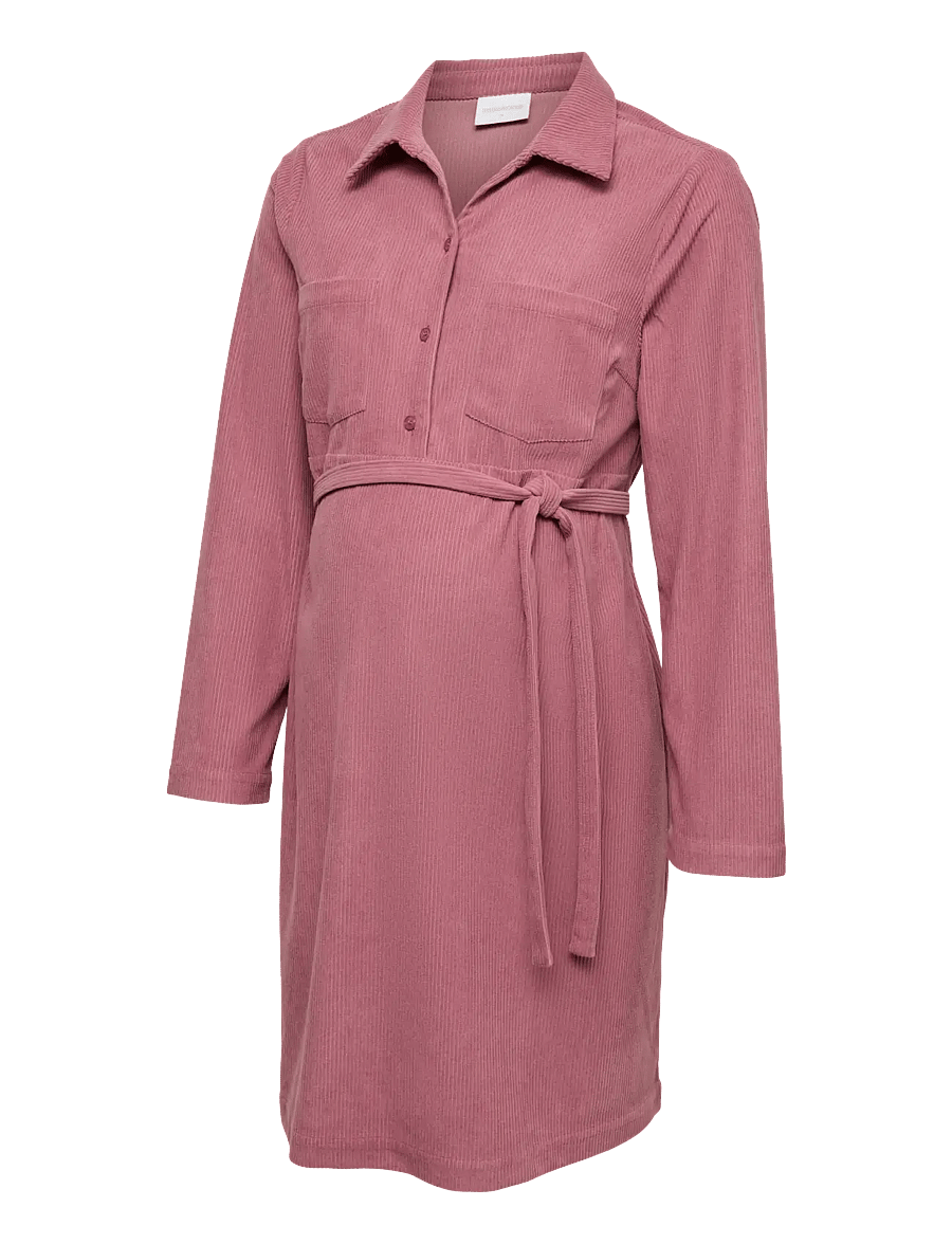 Mamalicious - MLSALLY LIA LS ABK WO CORD DRESS 2F - kurze kleider - nostalgia rose - 1