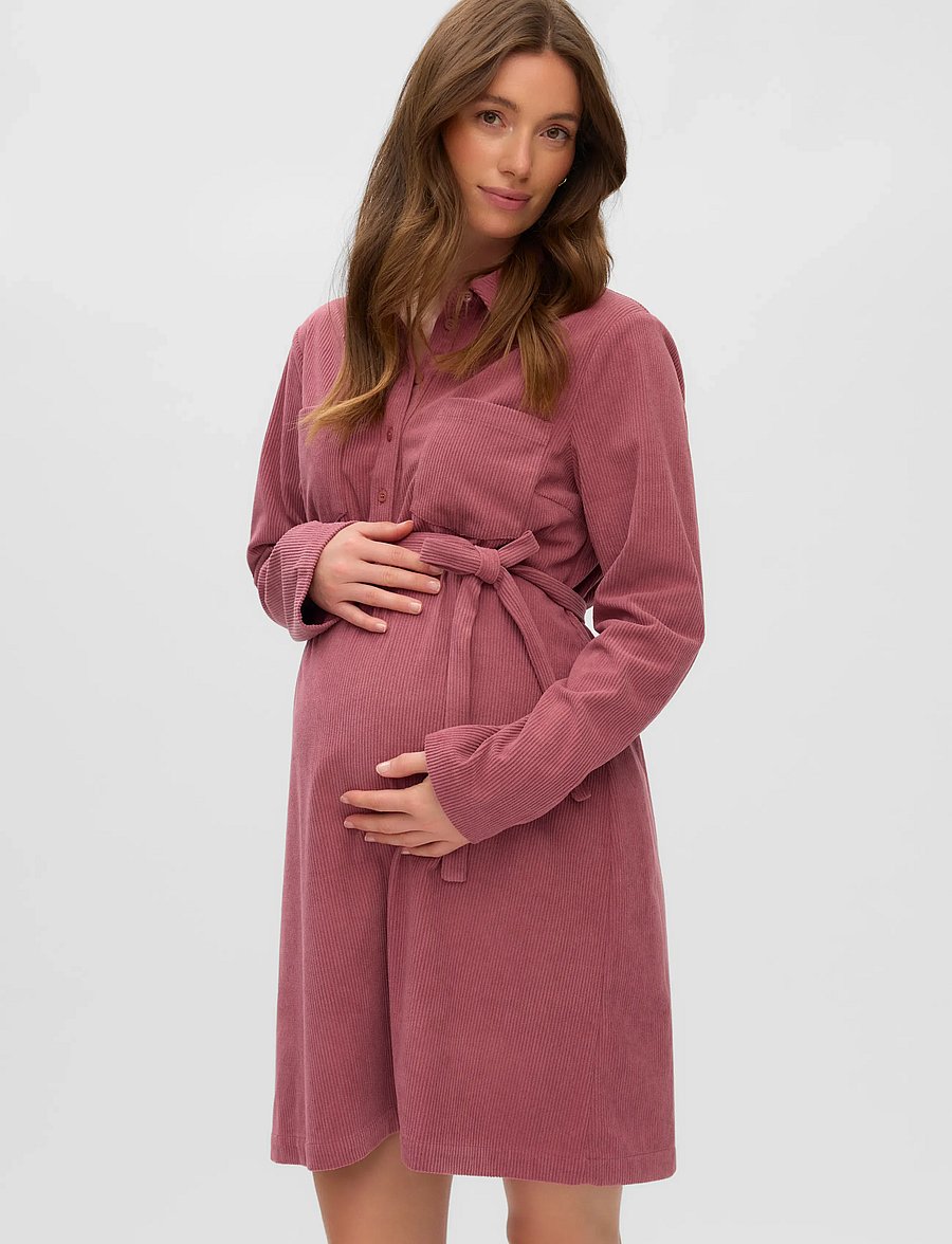 Mamalicious - MLSALLY LIA LS ABK WO CORD DRESS 2F - kurze kleider - nostalgia rose - 0