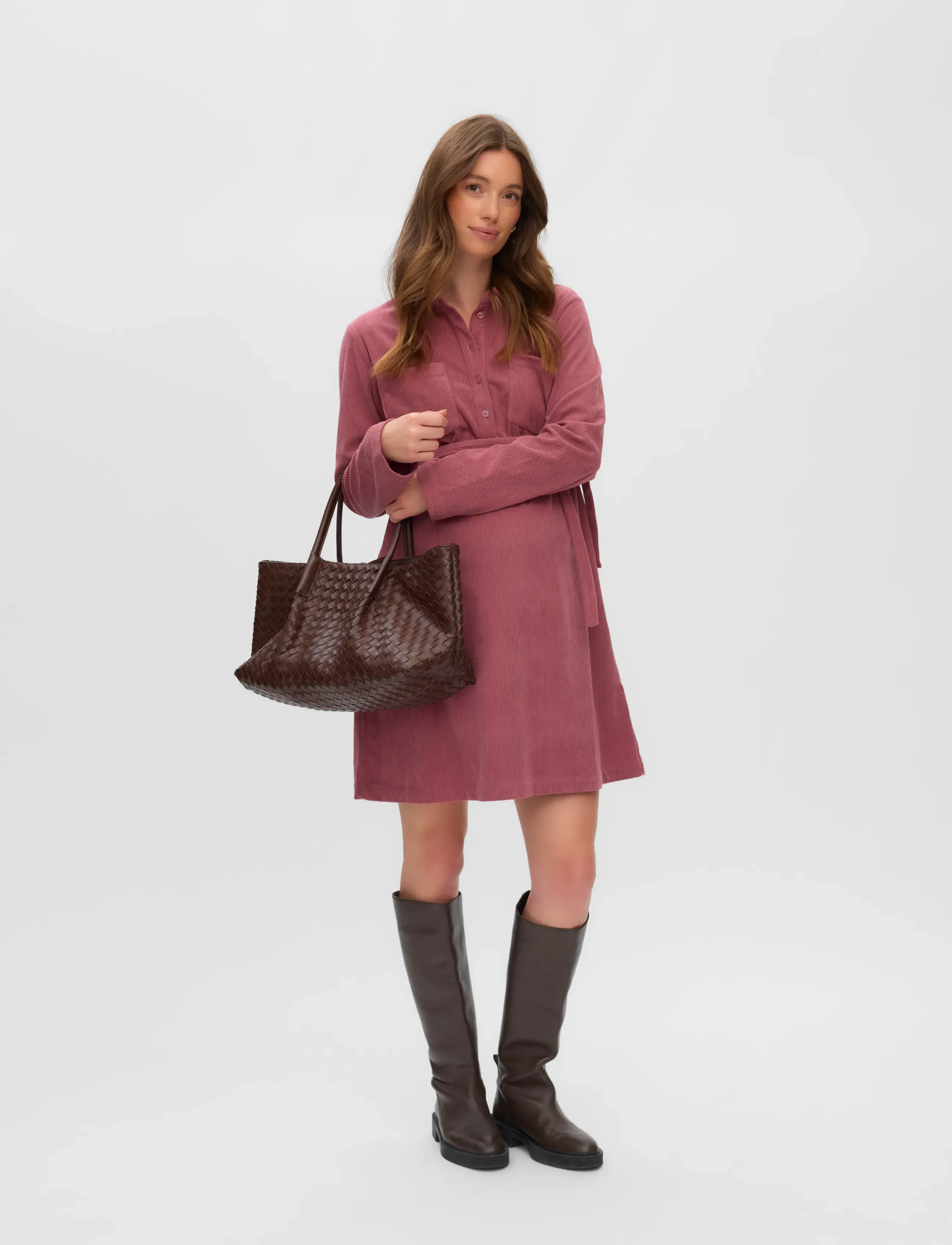 Mamalicious - MLSALLY LIA LS ABK WO CORD DRESS 2F - short dresses - nostalgia rose - 4