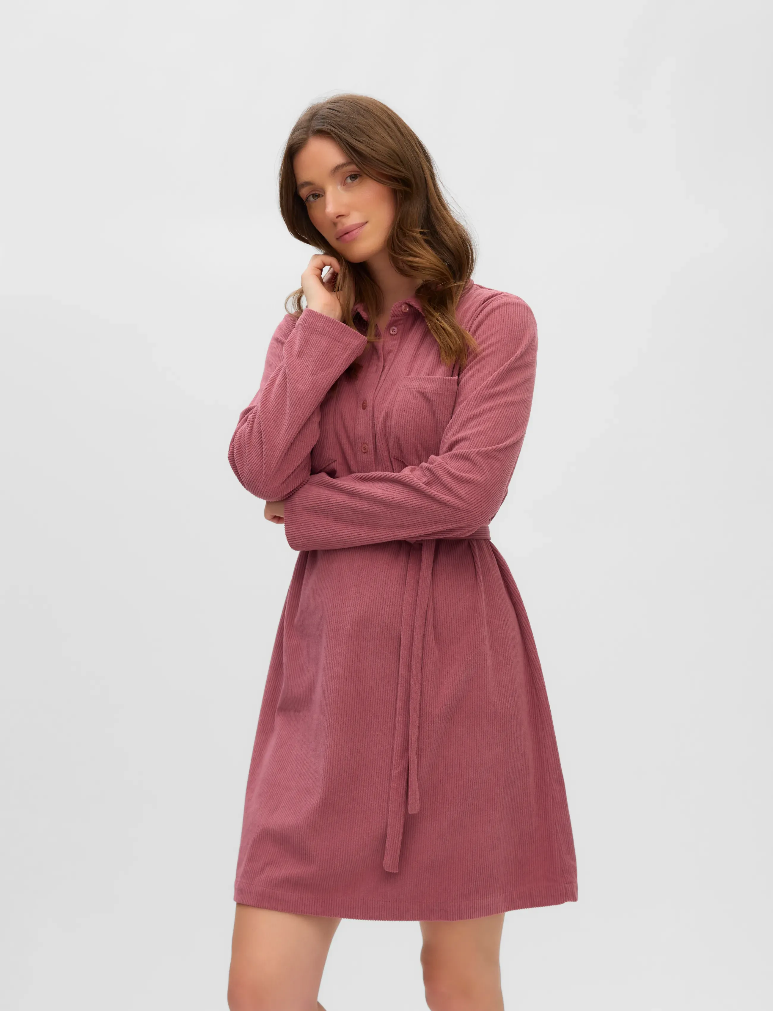 Mamalicious - MLSALLY LIA LS ABK WO CORD DRESS 2F - short dresses - nostalgia rose - 5