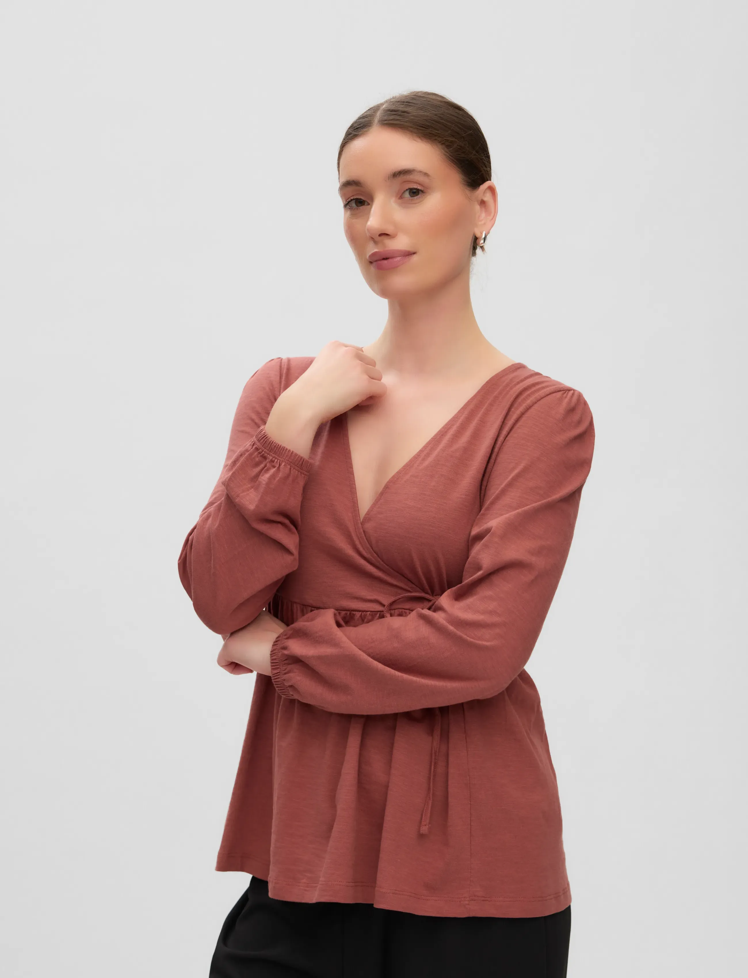 Mamalicious - MLKALYNA TESS LS JRS TOP 2F - langærmede bluser - mahogany - 3