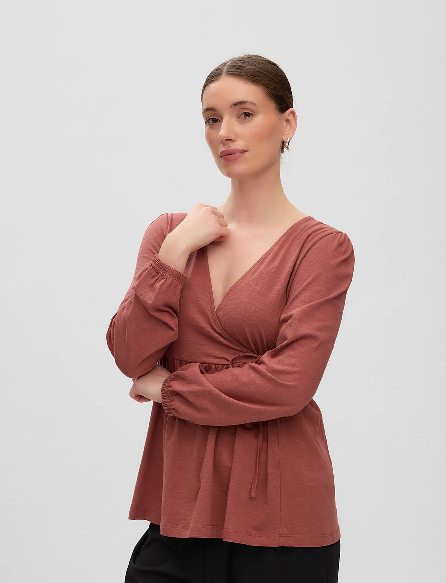 Mamalicious - MLKALYNA TESS LS JRS TOP 2F - langærmede bluser - mahogany - 3