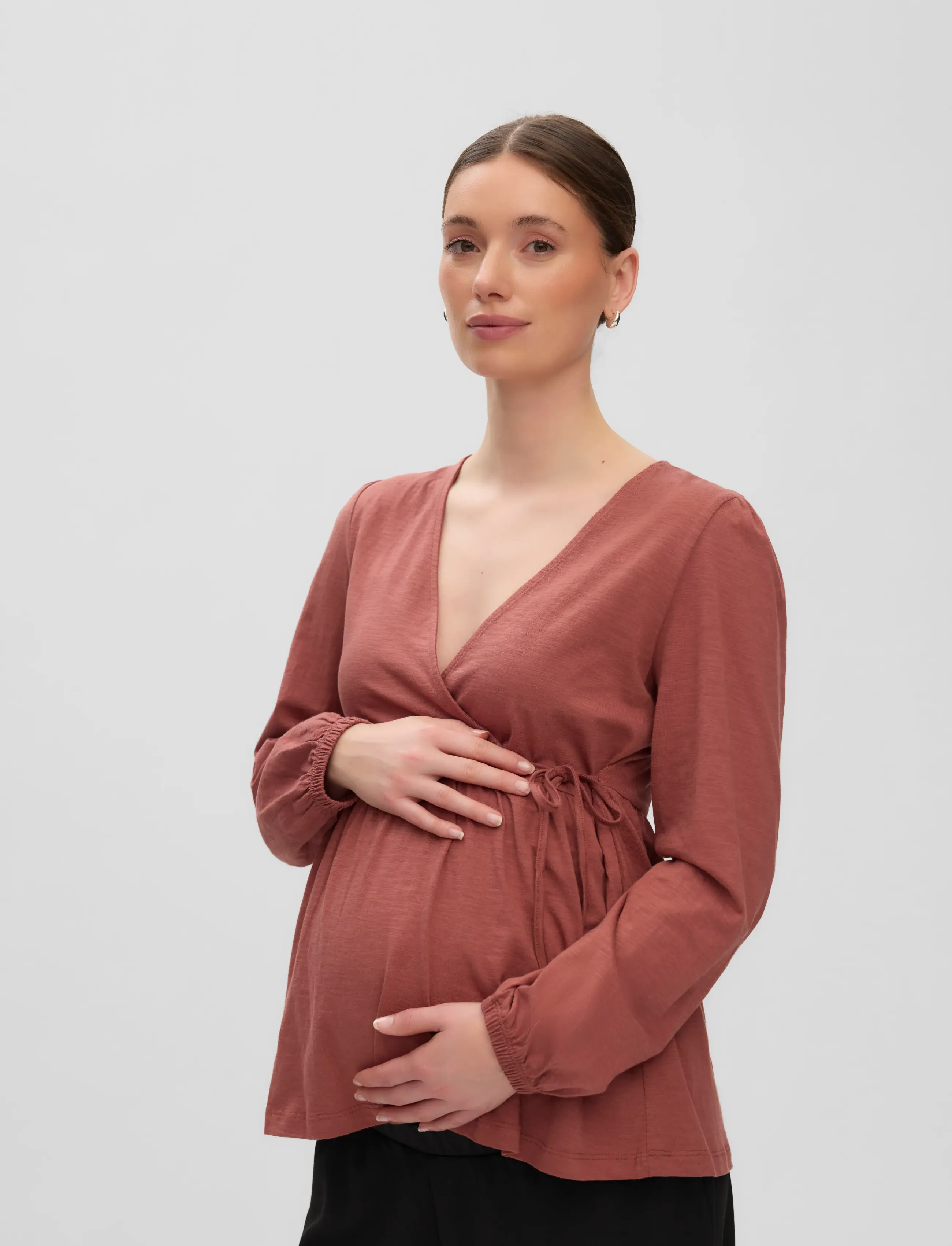Mamalicious - MLKALYNA TESS LS JRS TOP 2F - langærmede bluser - mahogany - 4