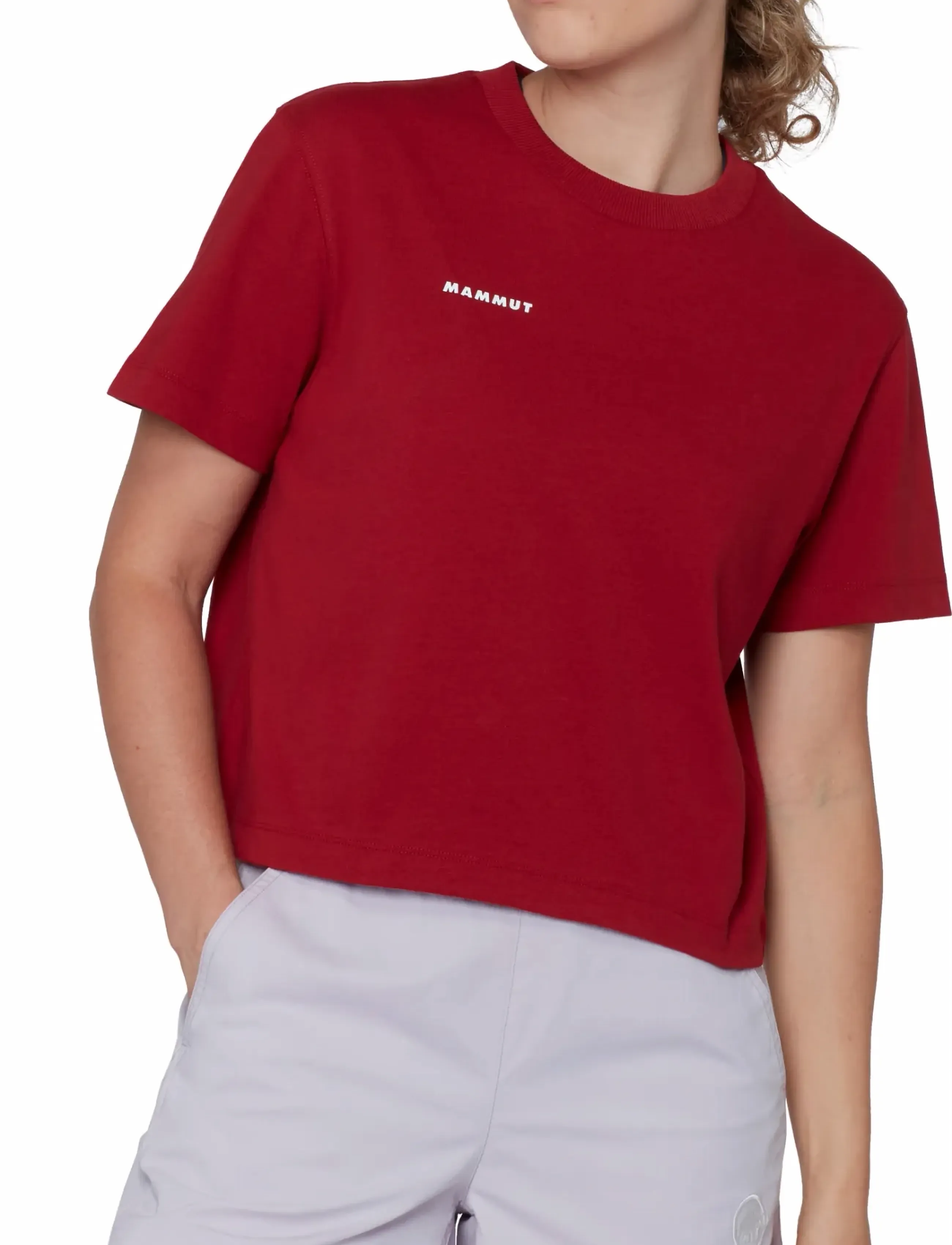 Mammut Mammut Base Cropped T-Shirt Women Mini Logo - Nabapluusid - DARK MAMMUT RED / red