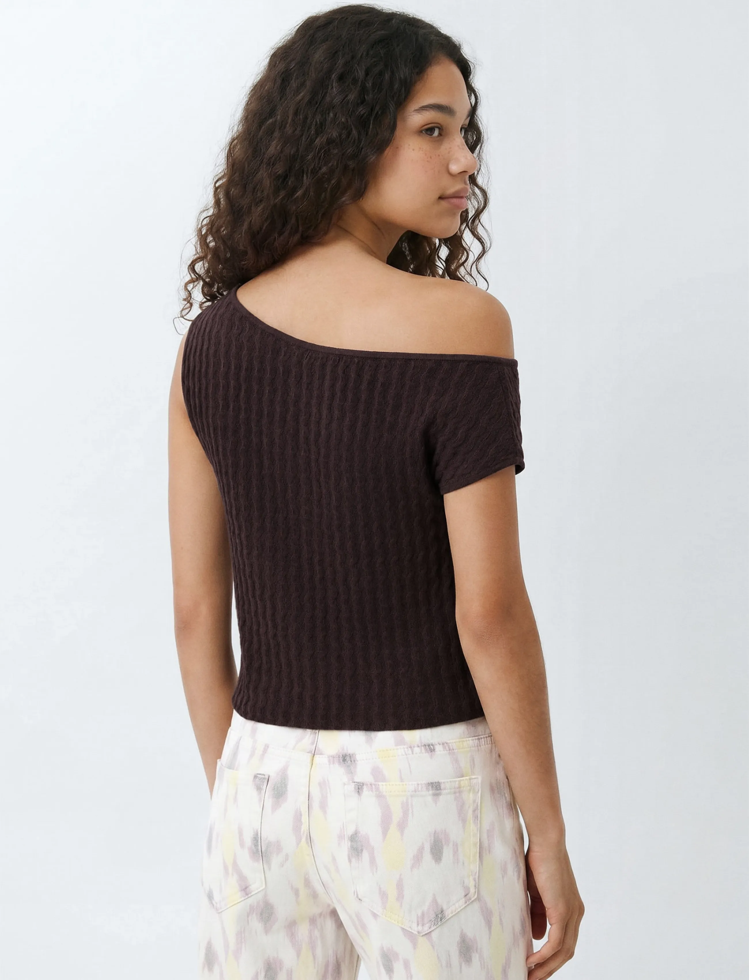 Mango Teen - Boat-neck knitted top - crop tops - medium purple - 3