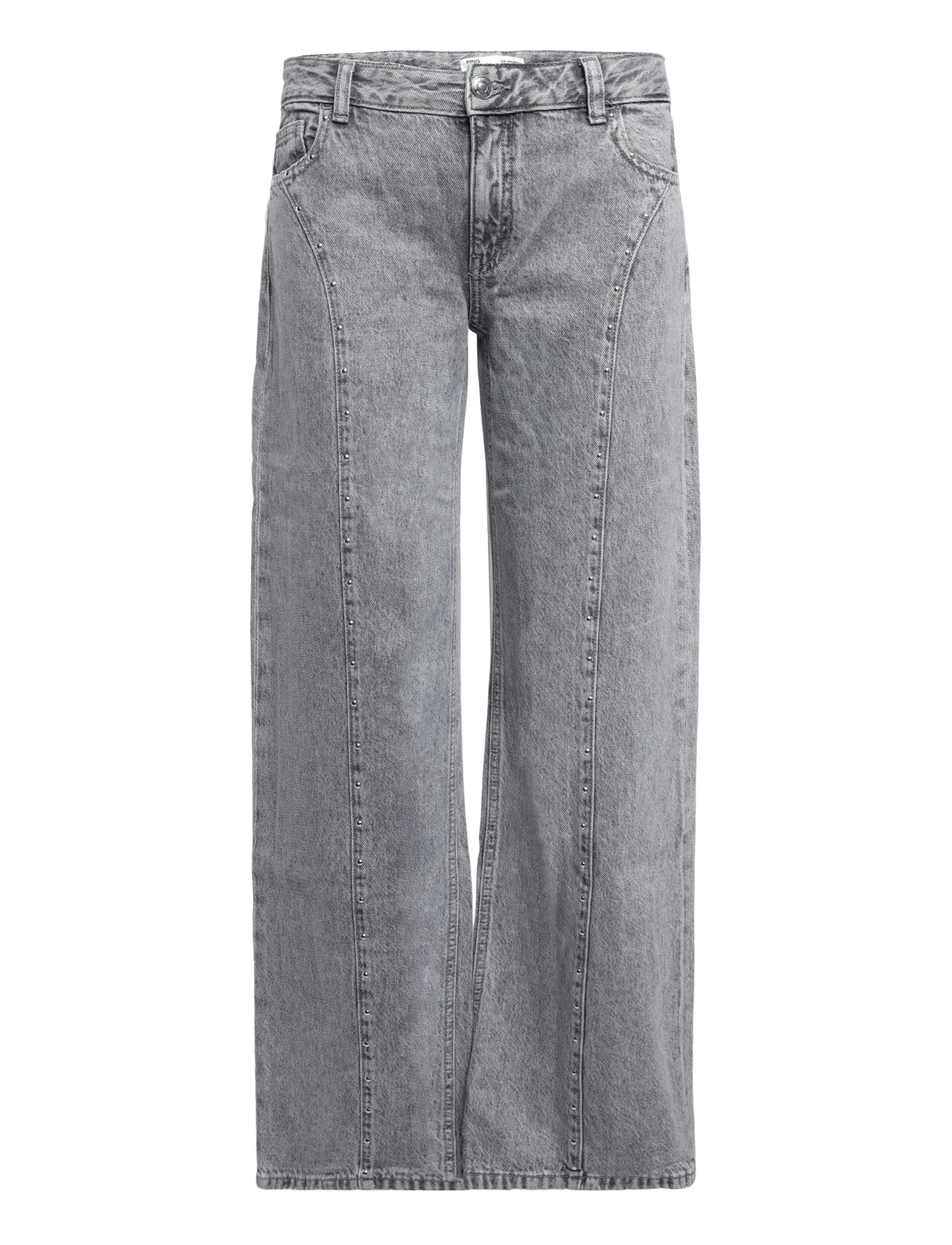 Mango Teen Wide-leg jeans with studded seams - Jeans - OPEN GREY / grey