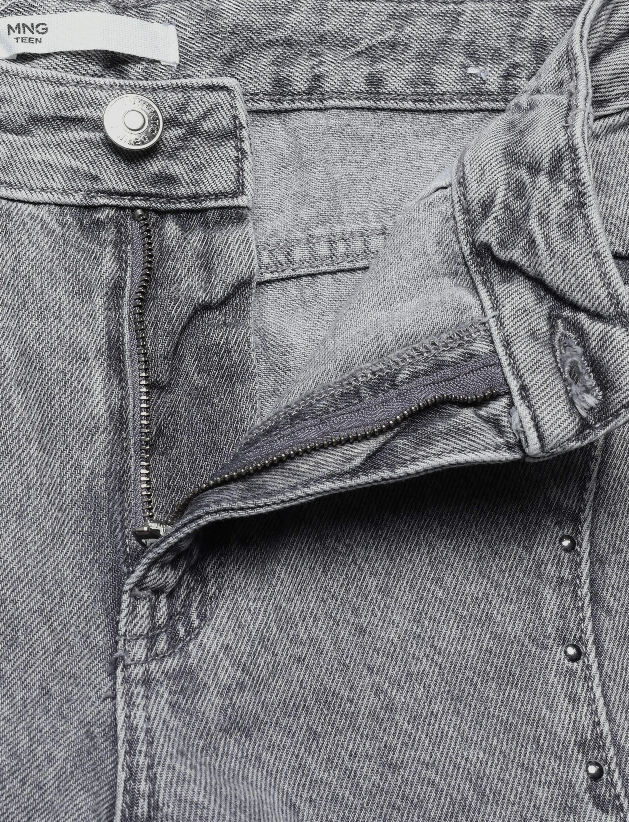 Mango Teen - Wide-leg jeans with studded seams - brede jeans - open grey - 2