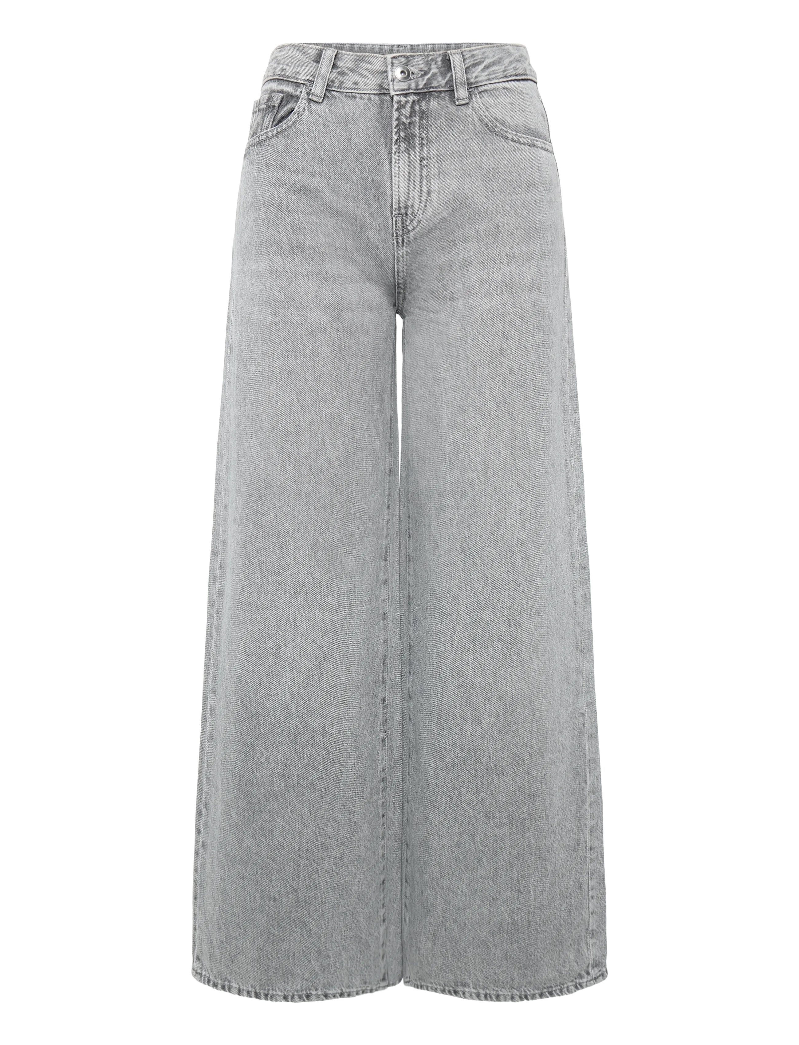 Mango Teen Low-waist wide-leg jeans - Nederdelar - OPEN GREY / grey