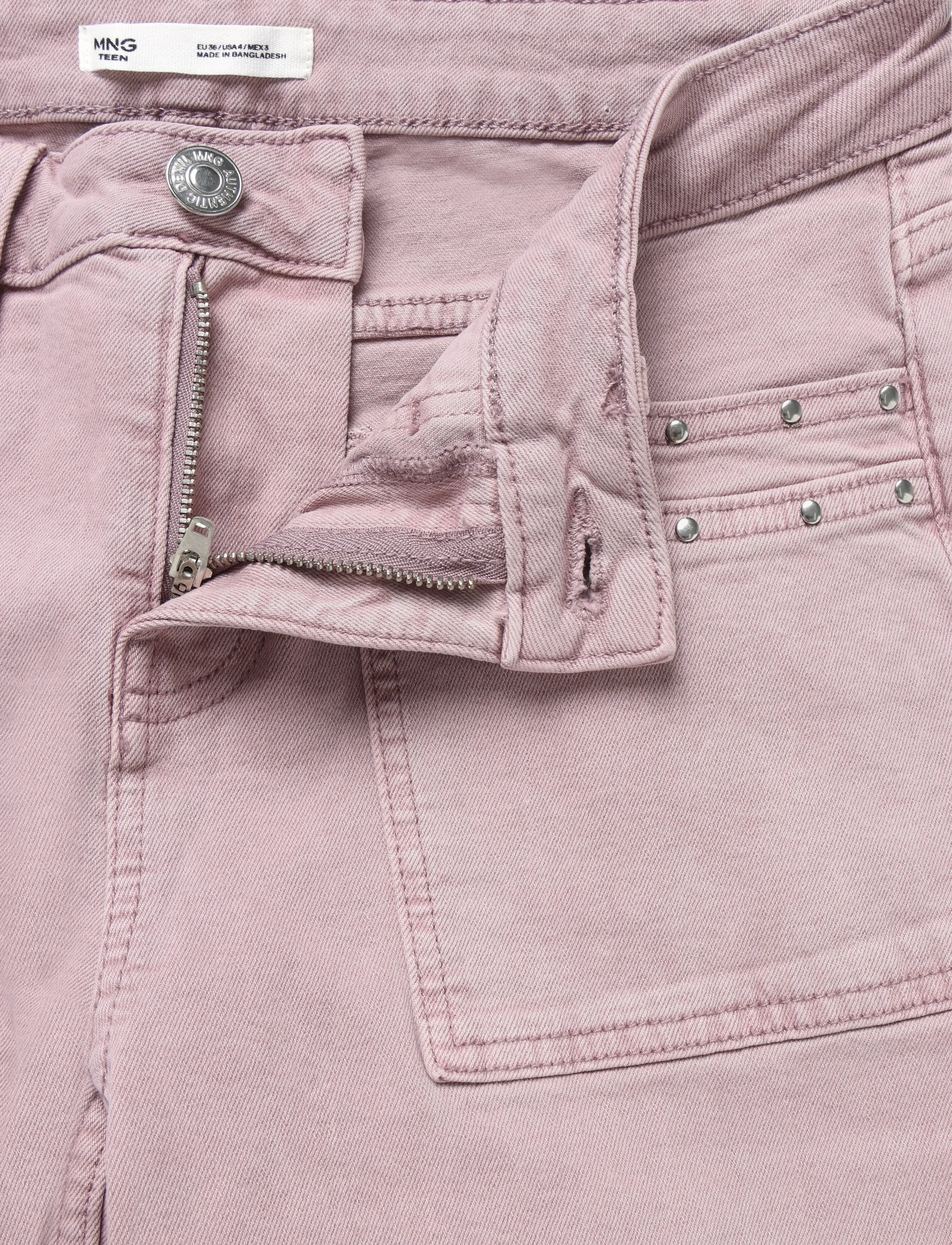 Mango Teen - Regular waist studded jeans - vardagsstil - pink - 5
