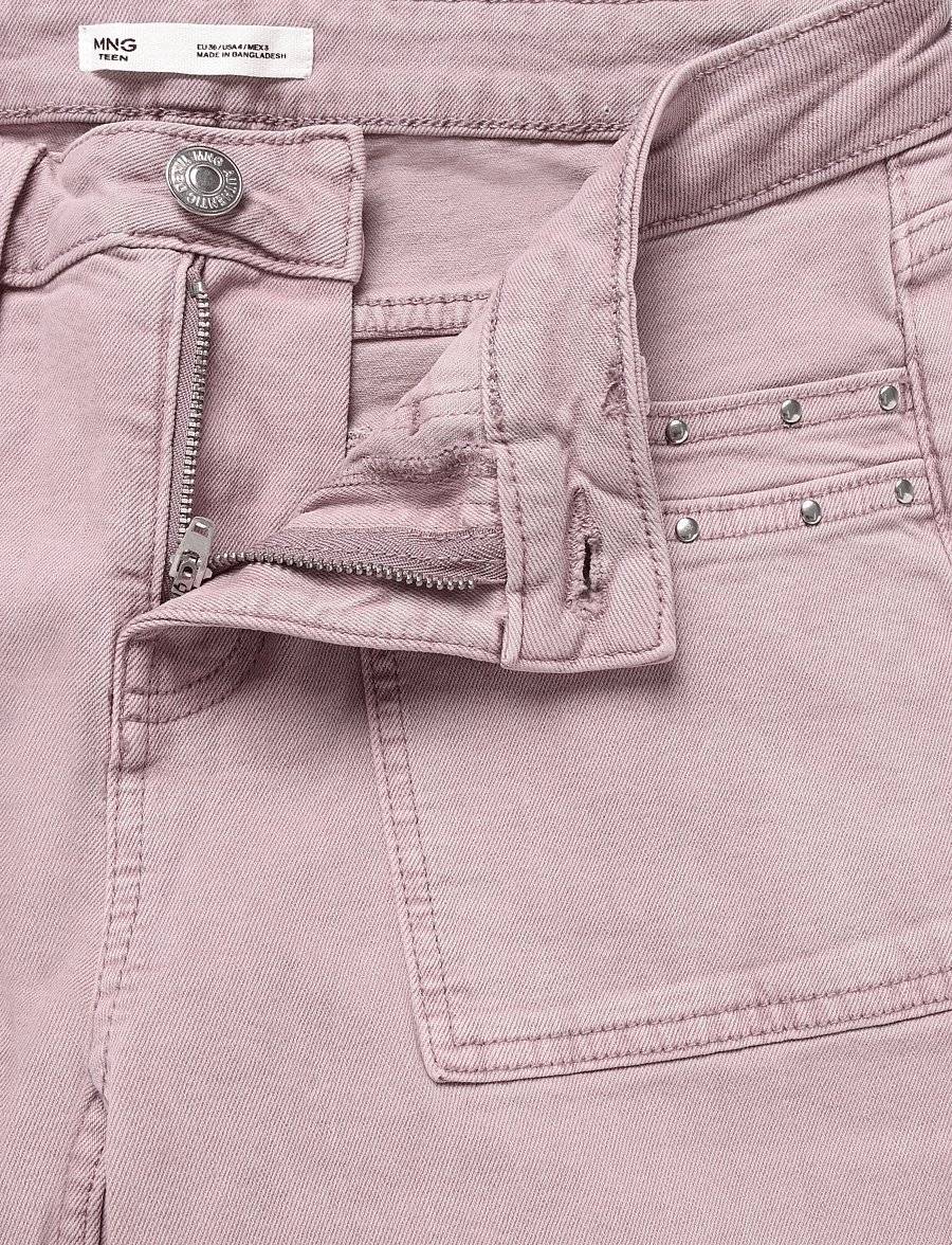 Mango Teen - Regular waist studded jeans - vardagsstil - pink - 5