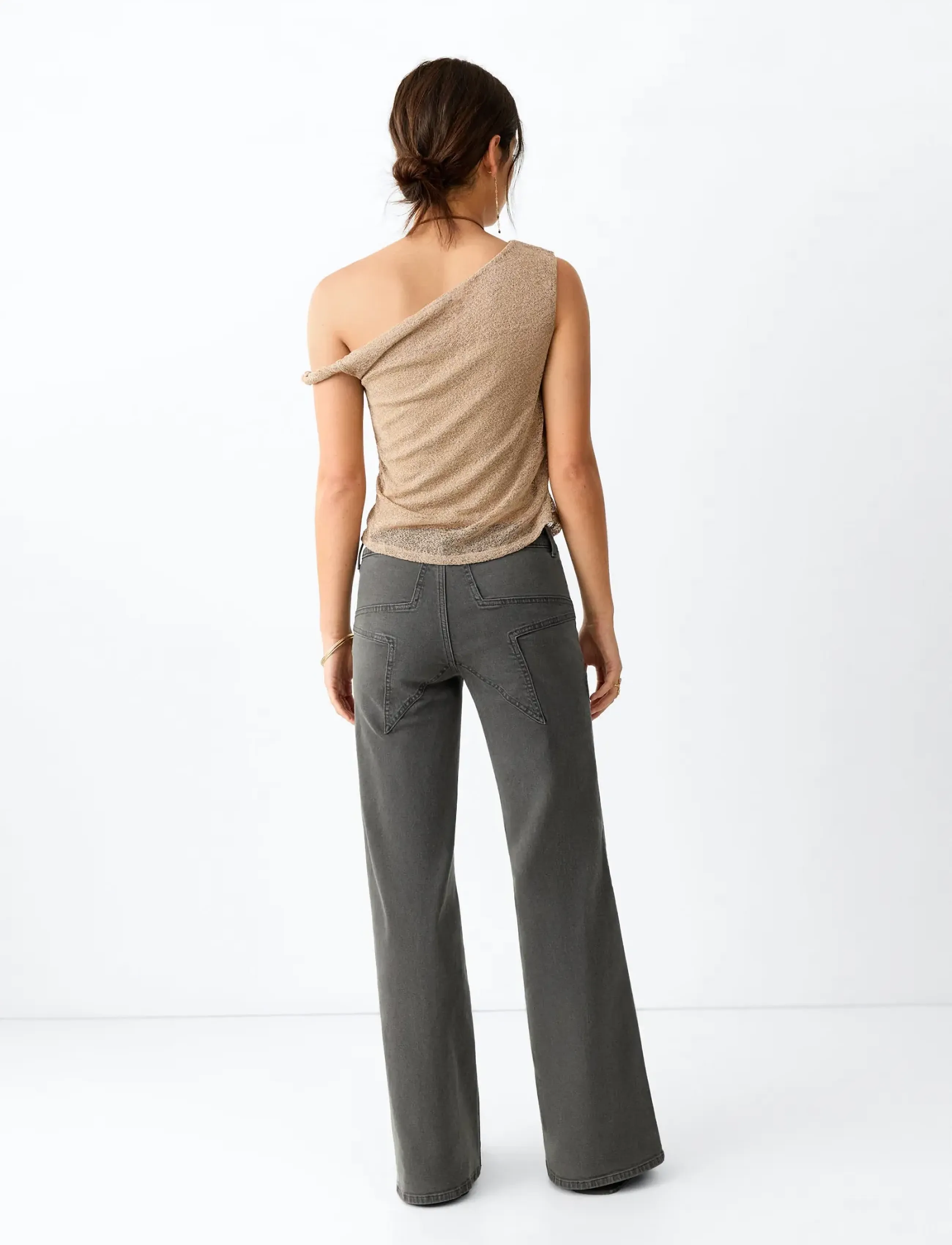 Mango Teen - Wide leg jeans with star seam - charcoal - 2